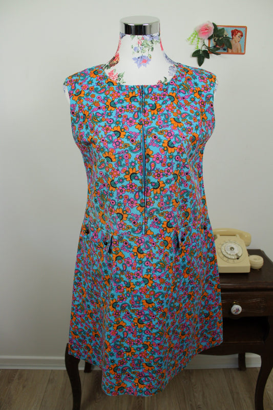🌸🍒Robe vintage 70's psychédélique explosion de couleurs - Taille 36🍒🌸