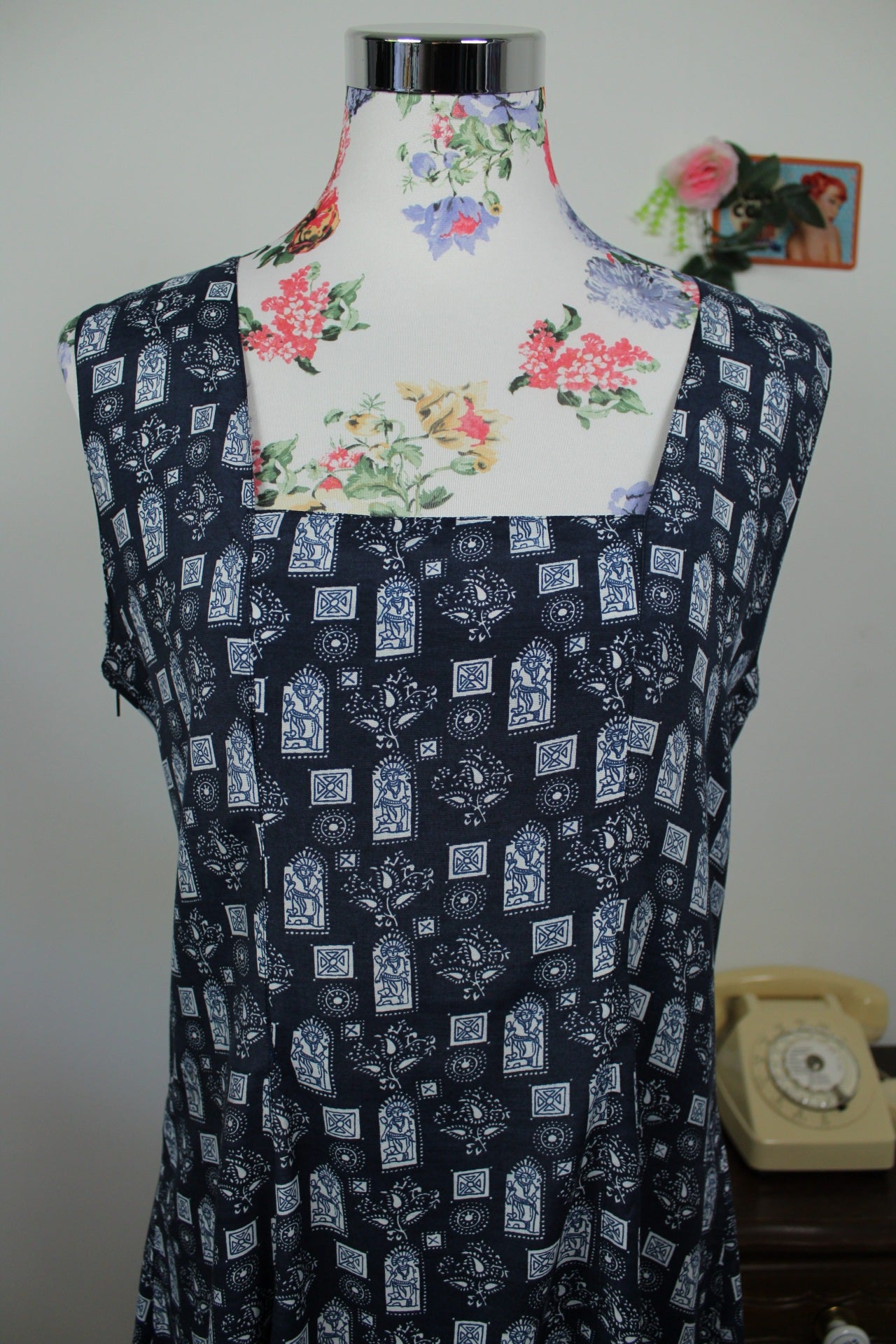 🌸🍒Robe vintage 90's motifs égyptiens dos à nouer - Taille 38/40🍒🌸