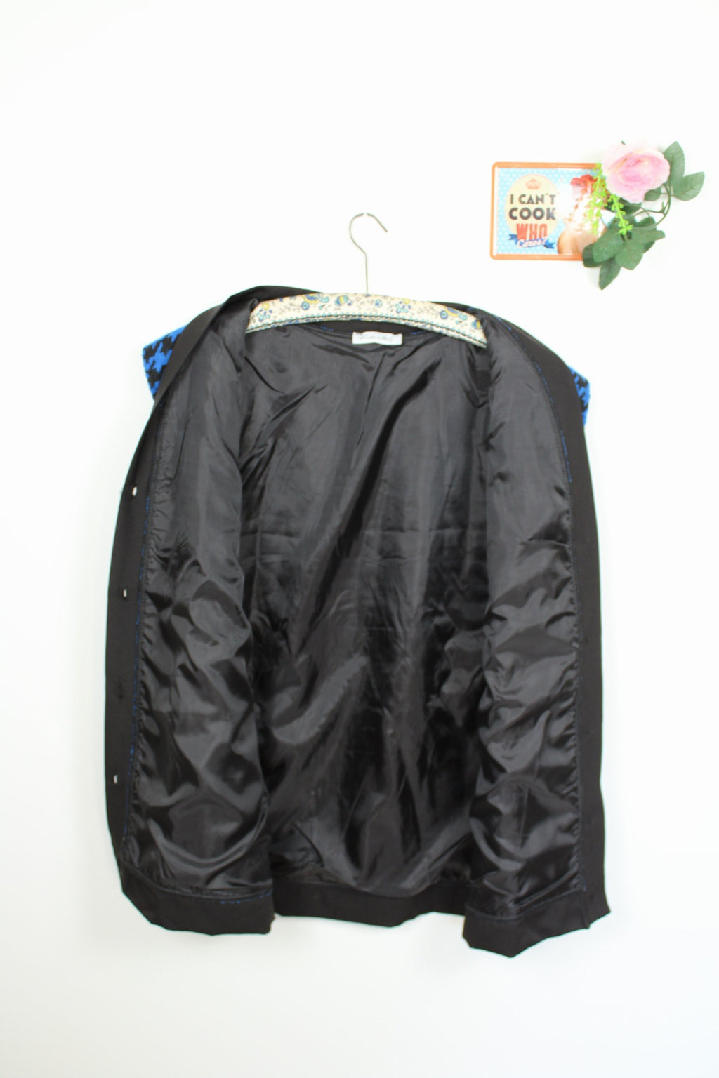 🌸Cardigan/gilet sans manches pieds de poule 90's bleu électrique - made in Italy🍒