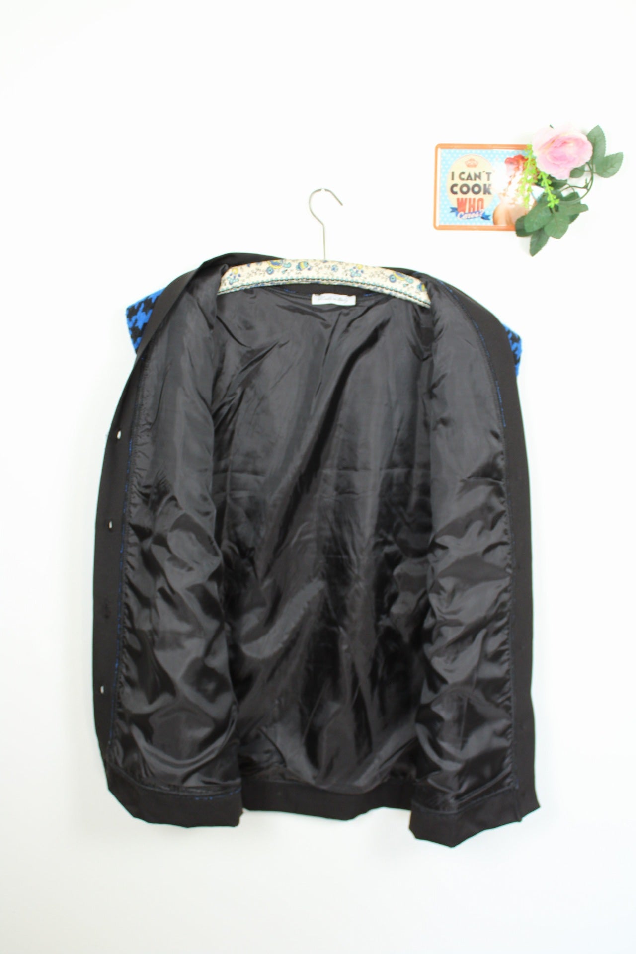 🌸Cardigan/gilet sans manches pieds de poule 90's bleu électrique - made in Italy🍒