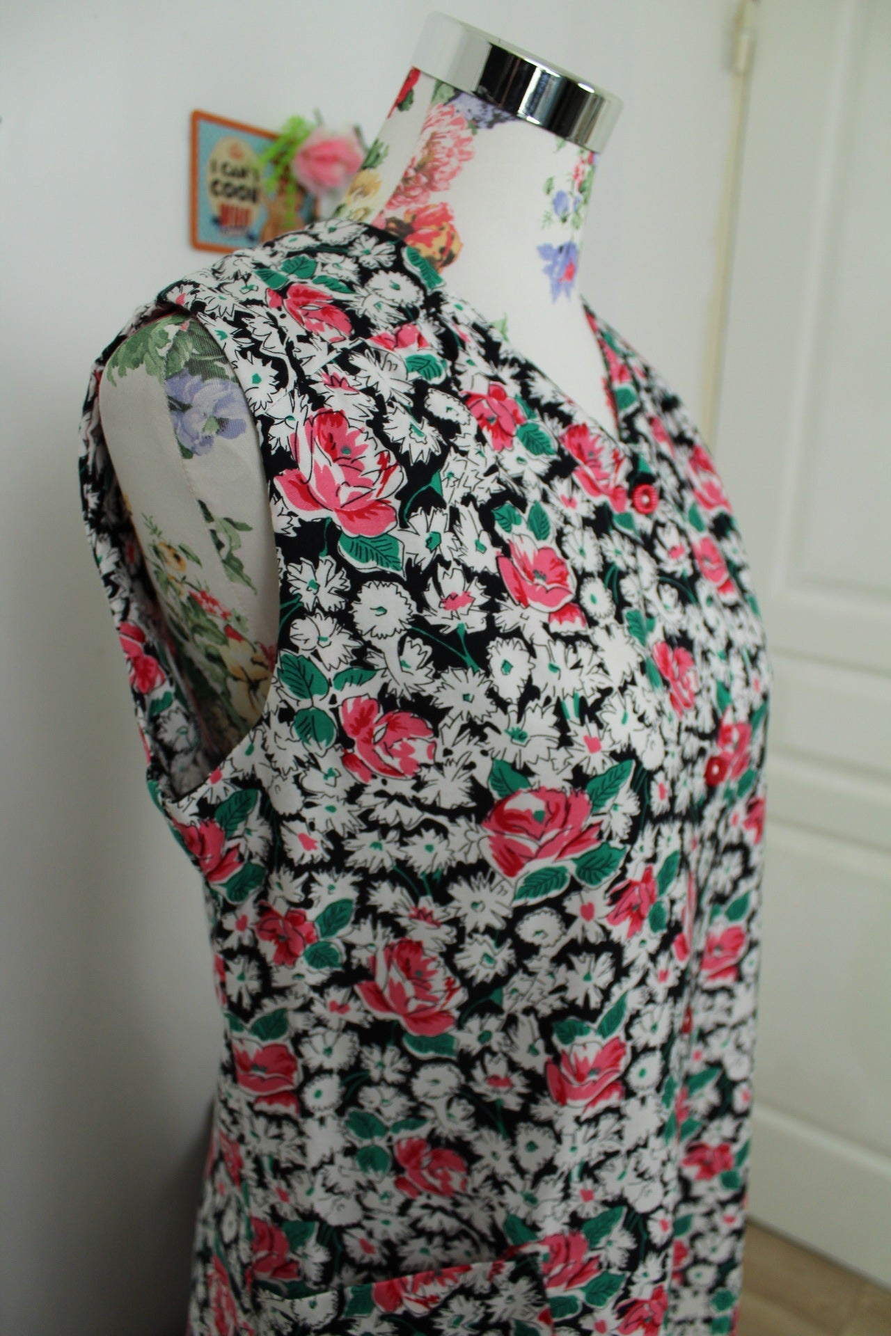 🌸🍒Robe vintage 80's printanière fleurie romantique - Taille 40🍒🌸
