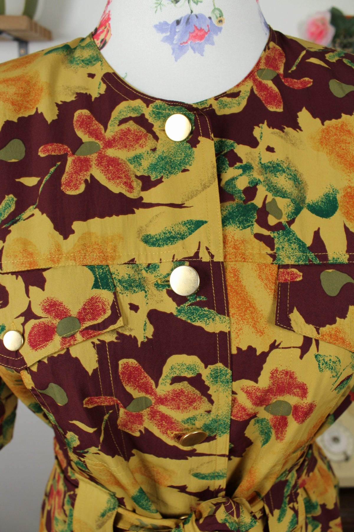 Blouse veste vintage années 80 fleurs d'automne - Betty Barclay Taille 40
