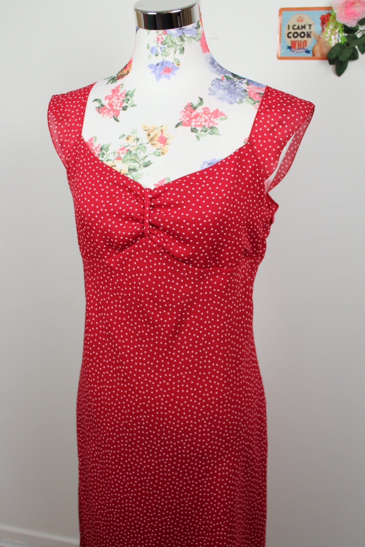 🌸Robe pin-up vintage 90's C&A Yessica - rouge à pois blancs chic 🍒