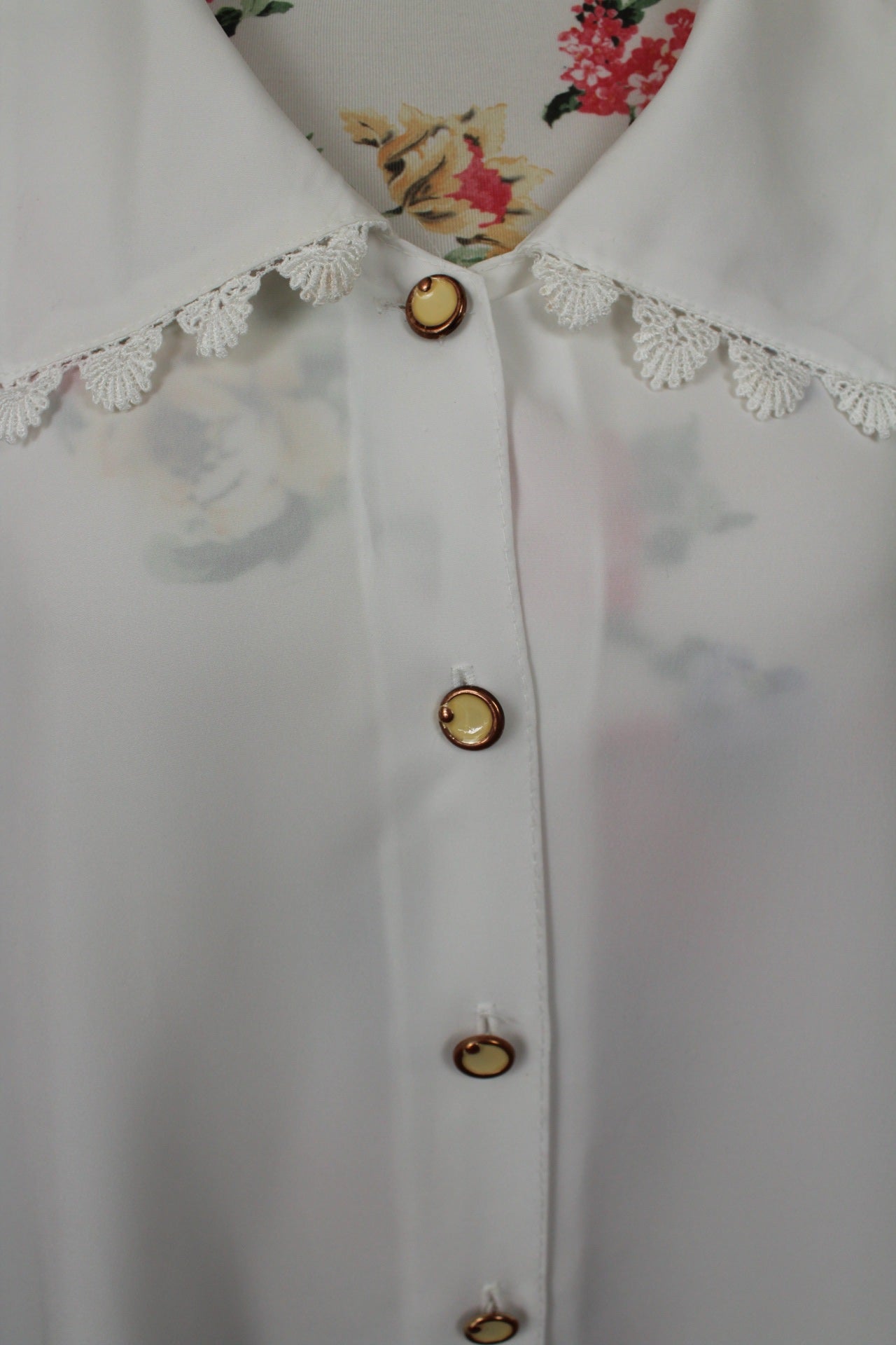 🌸🍒Chemise blanche vintage années 90 col brodé - Taille 48/50🍒🌸