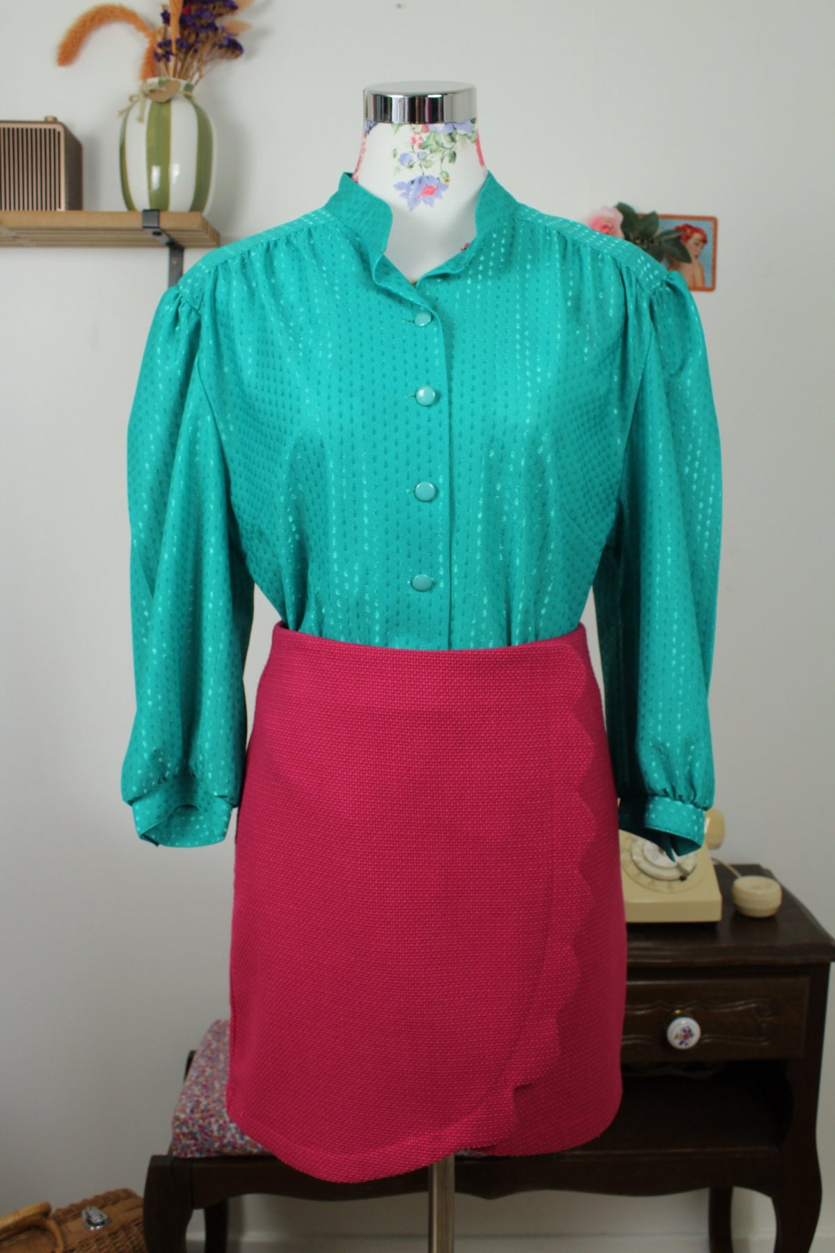 Jupe rose framboise Capsule - tissée façon portefeuille- Taille 38