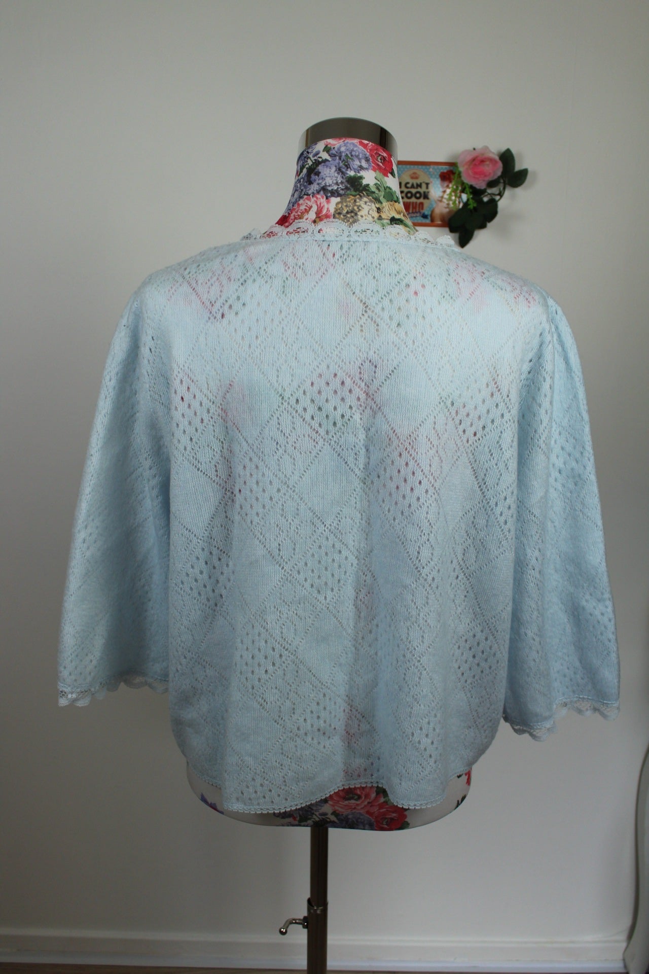 🌸Cardigan vintage 80/90s bleu pastel - ajouré & dentelle🍒