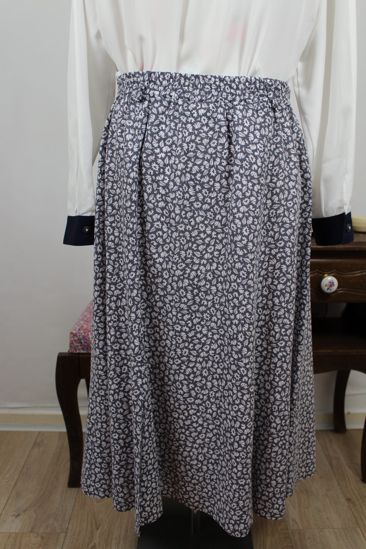 🍒🌸Jupe vintage 90's Claude Bauer - motifs éléphants et feuillage - Taille 40/42🌸🍒