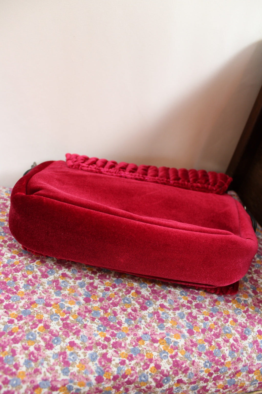 🎄Sac de soirée velours framboise - perles & strass🎄