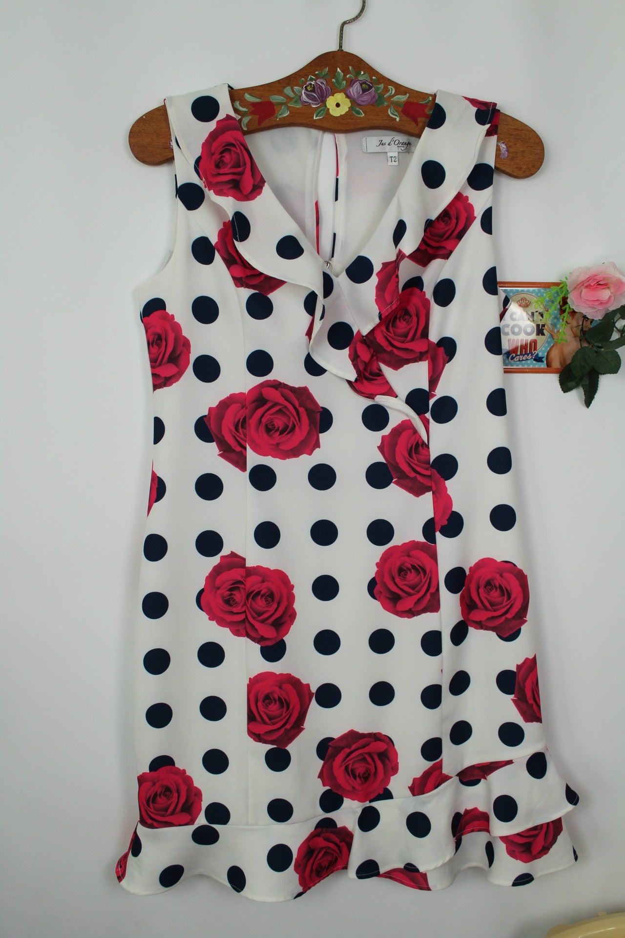 🌸🍒Robe rockabilly/pin-up pois marines & roses fuchsia - Jus d'Orange - Taille 38🍒🌸