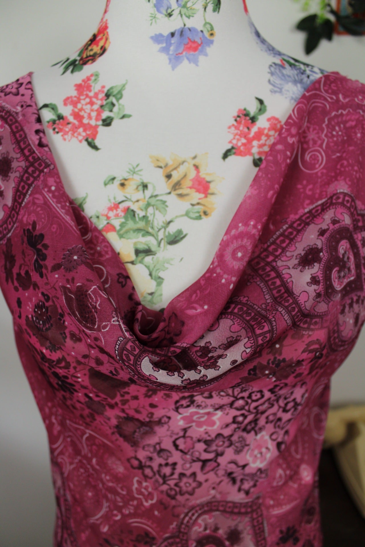 🌸🍒Robe longue vintage 90's violet romantique esprit bohème - Taille 38🍒🌸