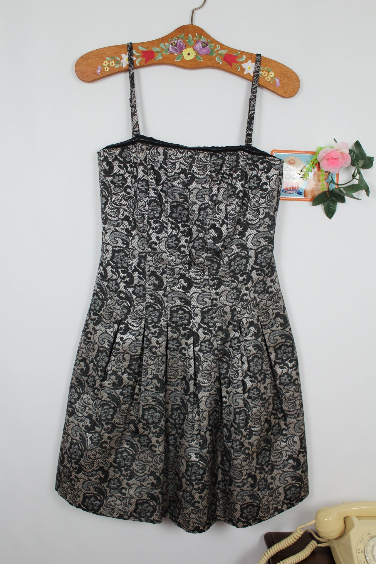 🌸🍒Robe rétro motifs baroques floral jacquard marque Esprit - Taille 36🌸🍒