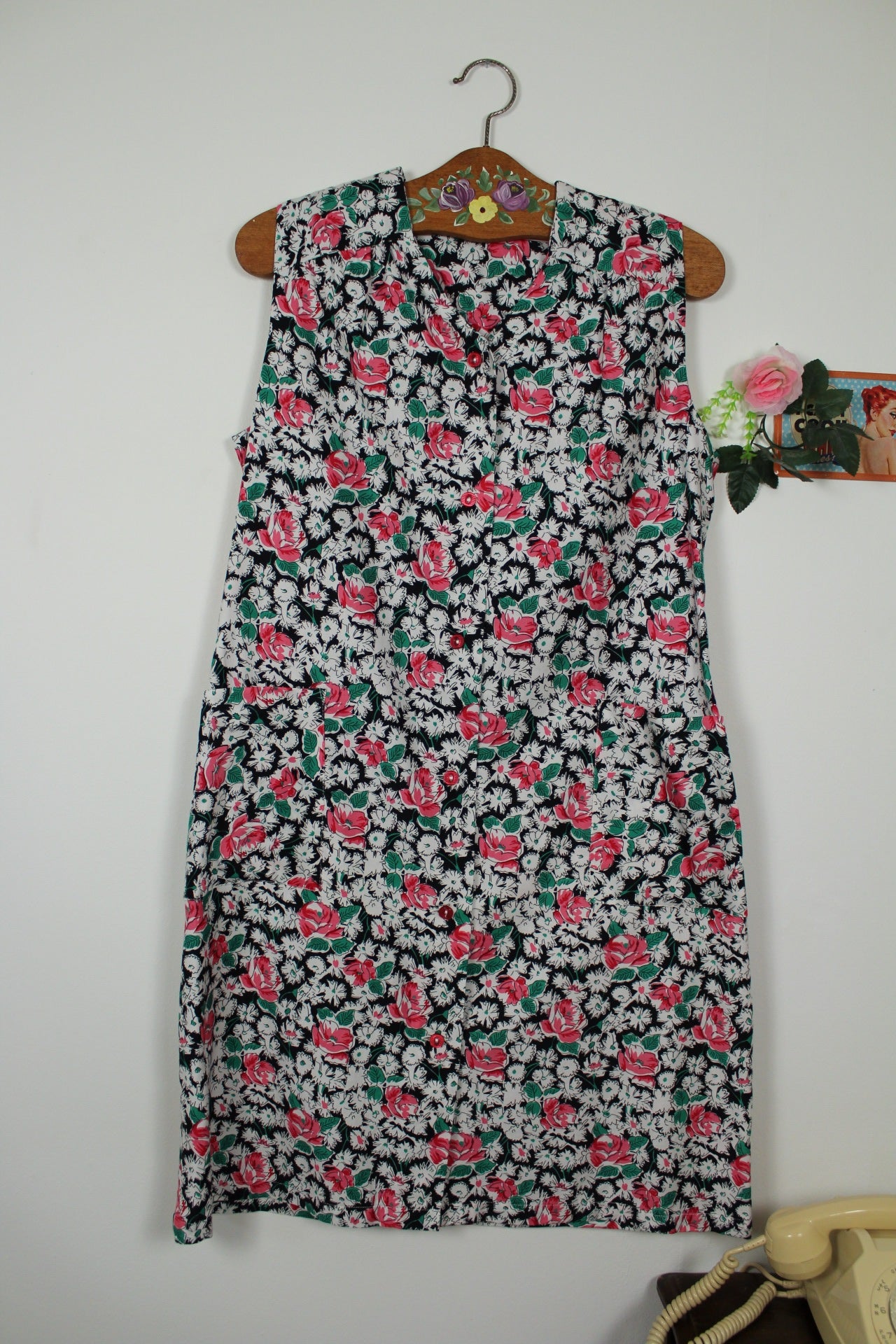 🌸🍒Robe vintage 80's printanière fleurie romantique - Taille 40🍒🌸