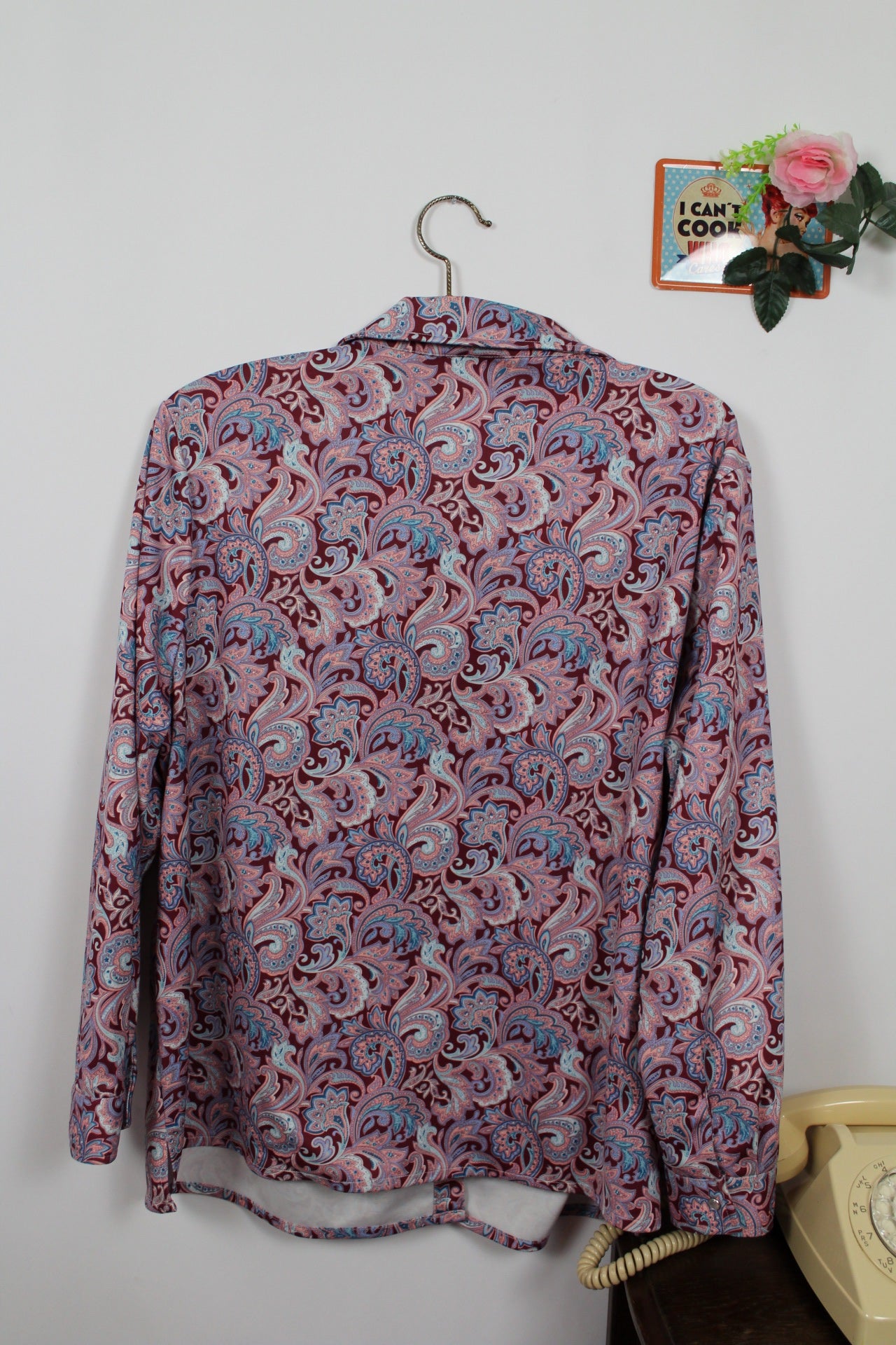🌸🍒Blouse vintage 90s fleurie baroque esprit chemise Afibel - Taille 46/48🍒🌸