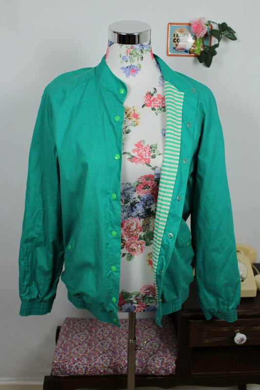 🌸🍒Veste vintage verte 80's en coton esprit bomber - Taille 38/40🍒🌸