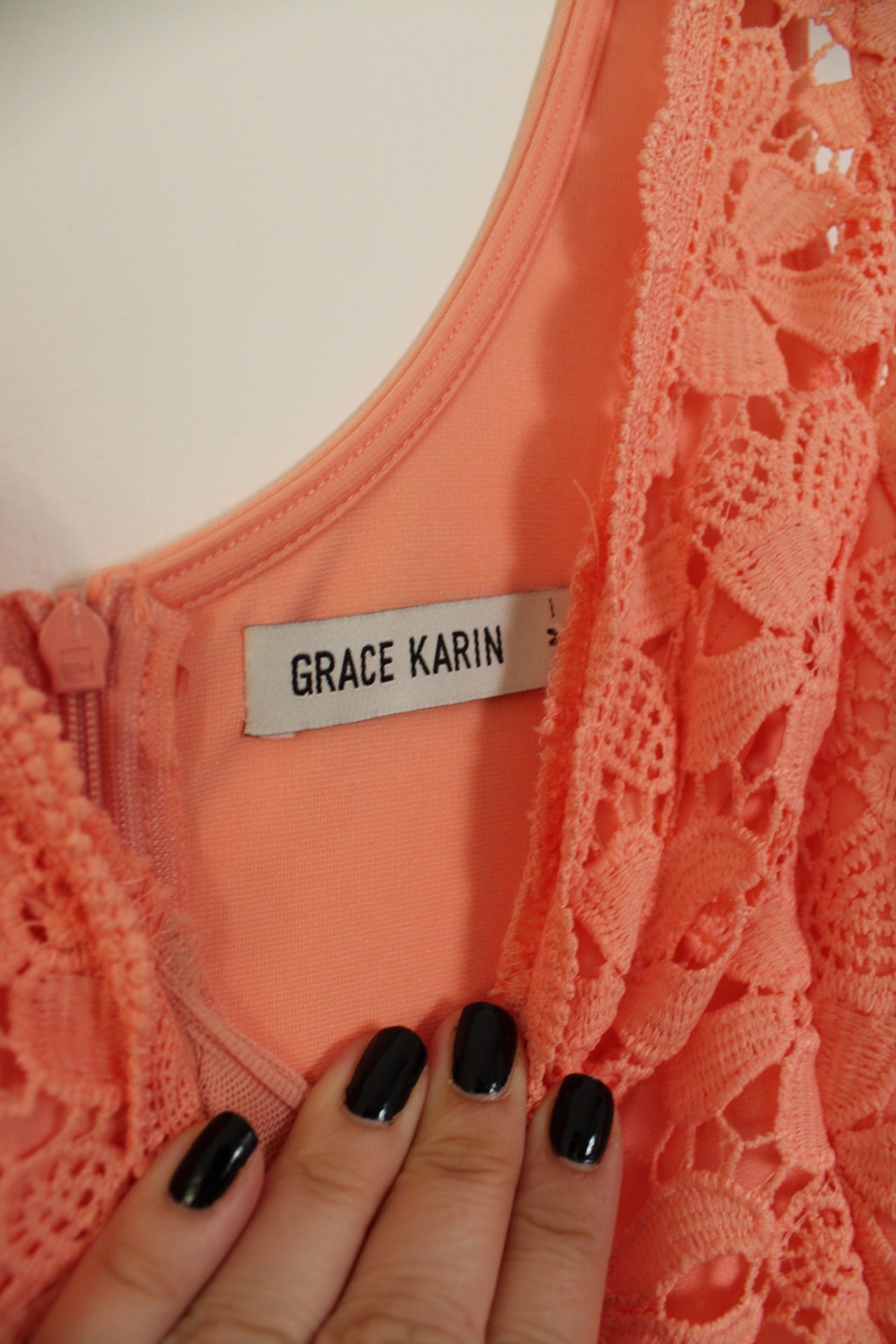 🌸🍒Robe pin-up Grace Karin orange abricot et dentelle fleurie - Taille 38🍒🌸