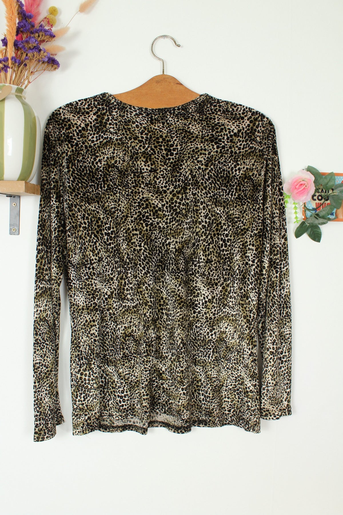 Blouse léopard vintage années 90 en velours - pin-up/rockabilly - Taille 38/40
