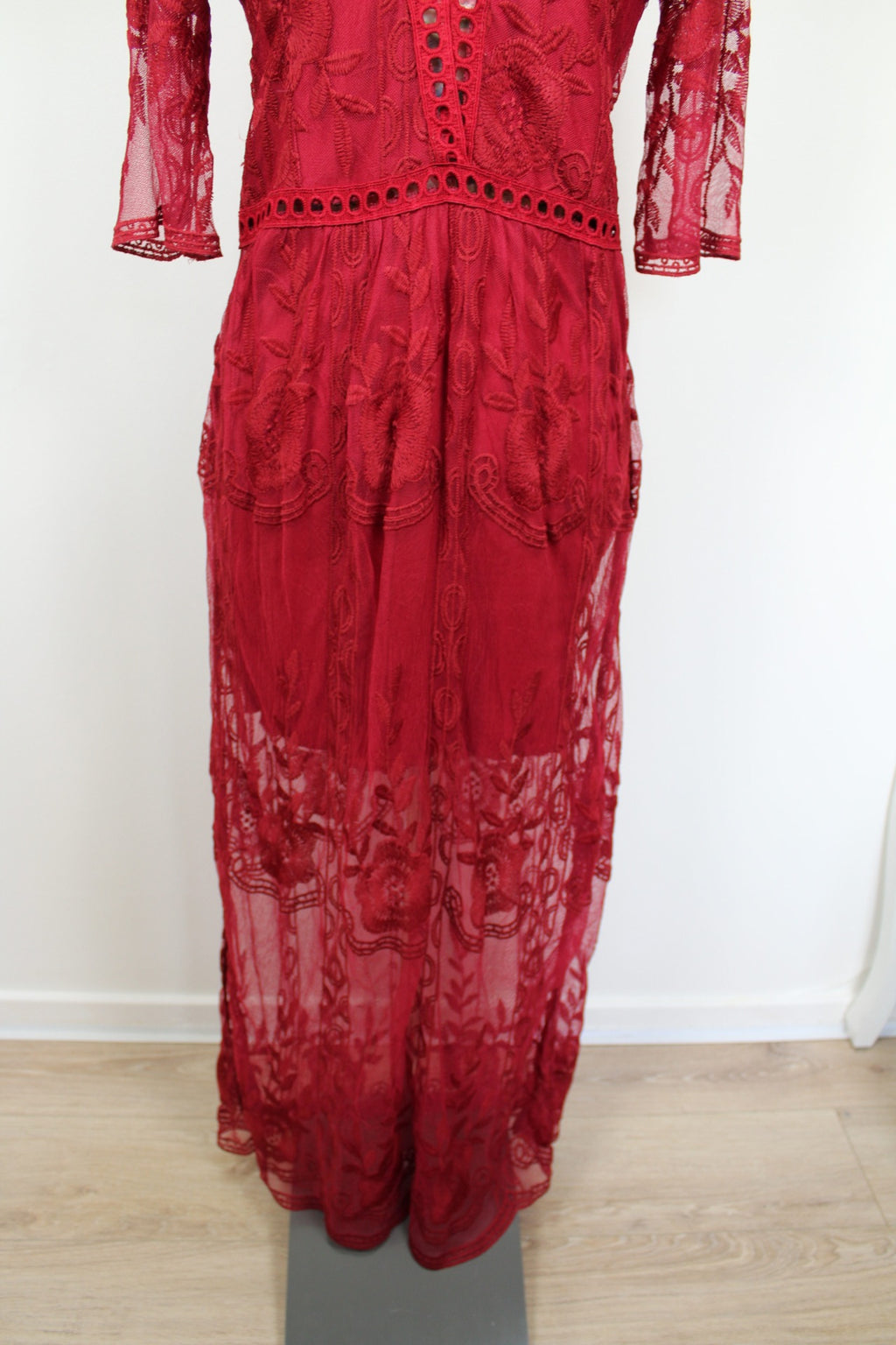 ✨ Robe longue bordeaux bohème ajourée ✨