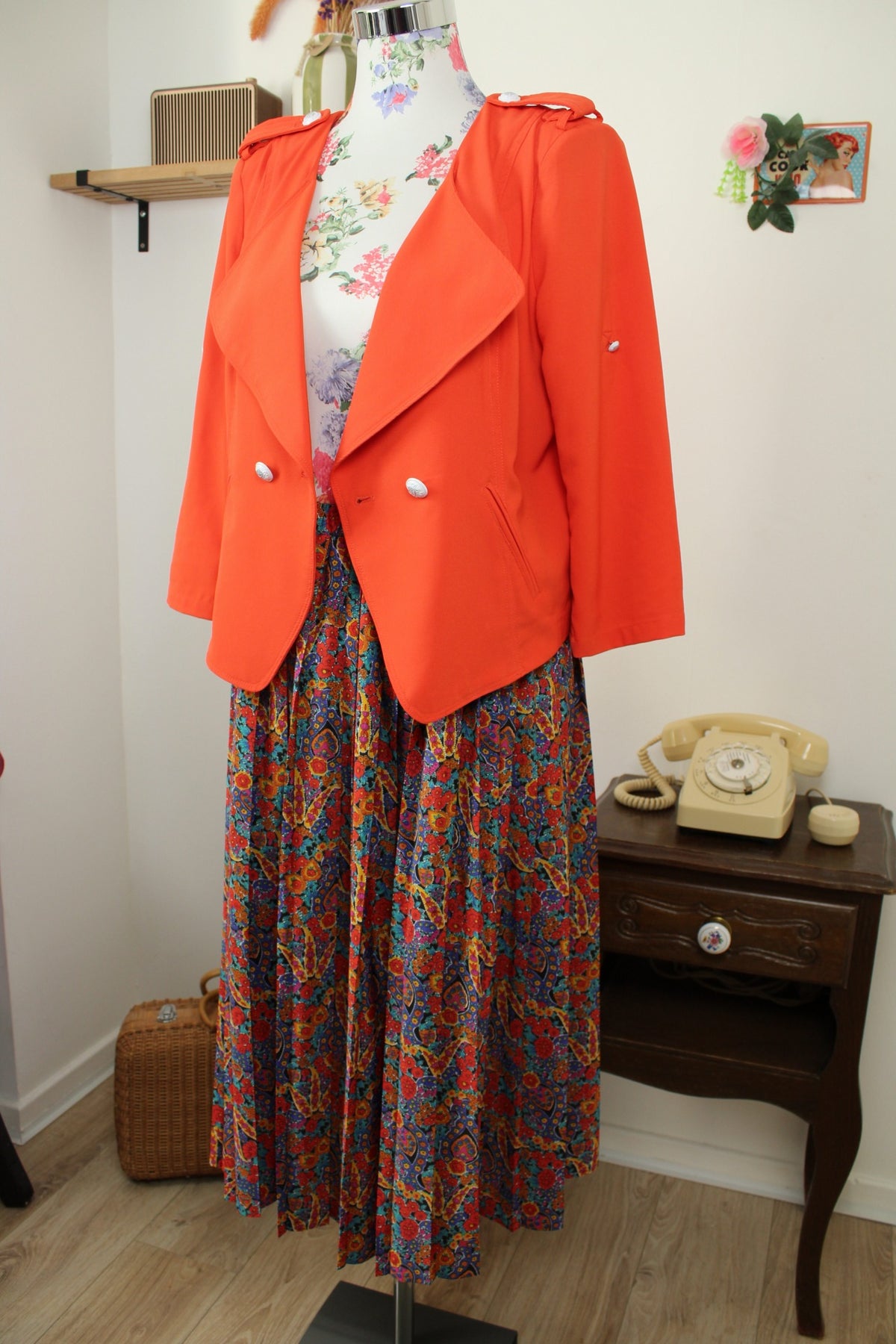 Veste rétro Patrice Breal orange pep's preppy chic années 2000 - Taille 40/42