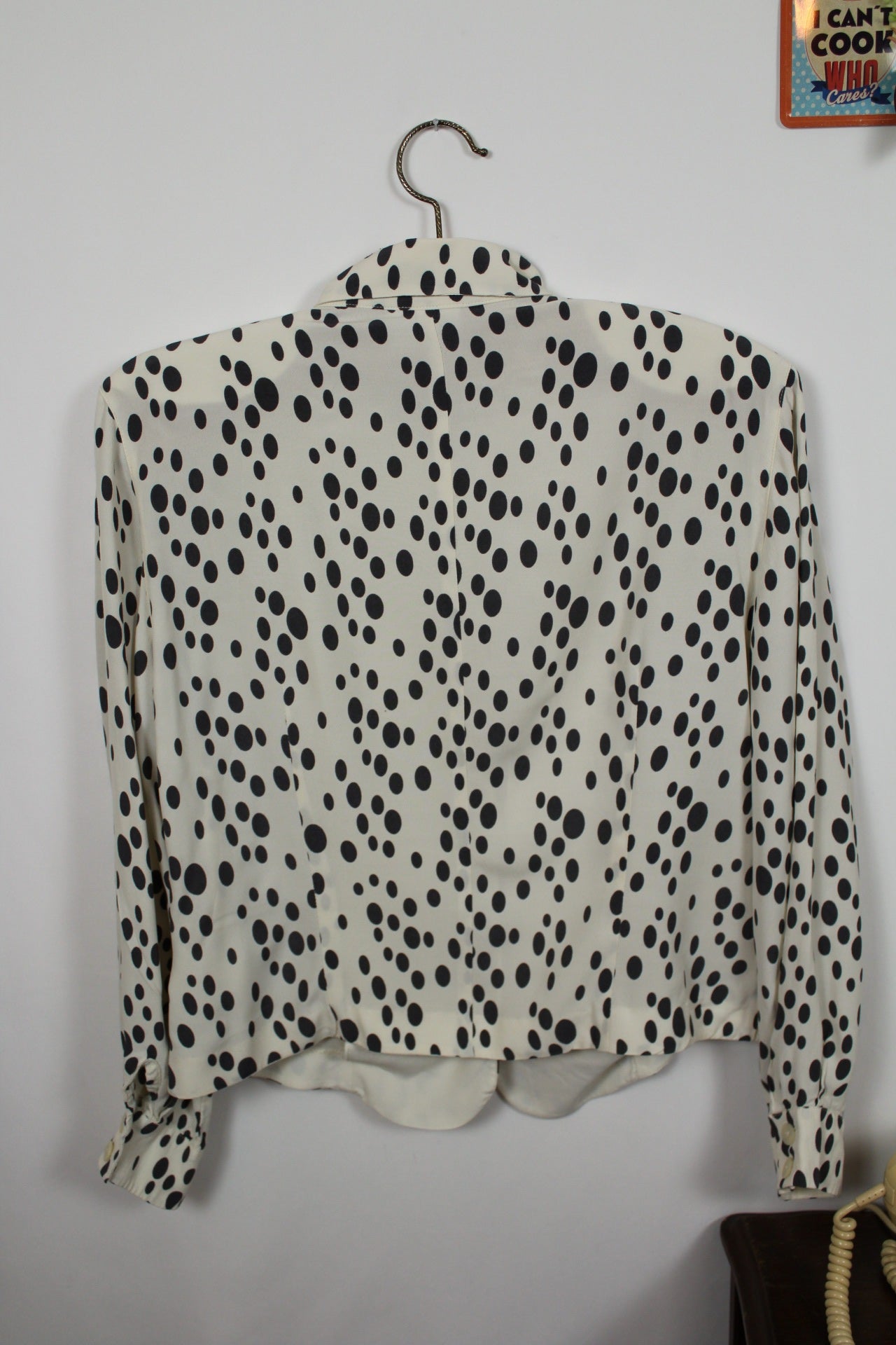 🌸🍒Chemise vintage Betty Barclay 80/90's - blanc écru & pois noir - Taille 40/42🍒🌸