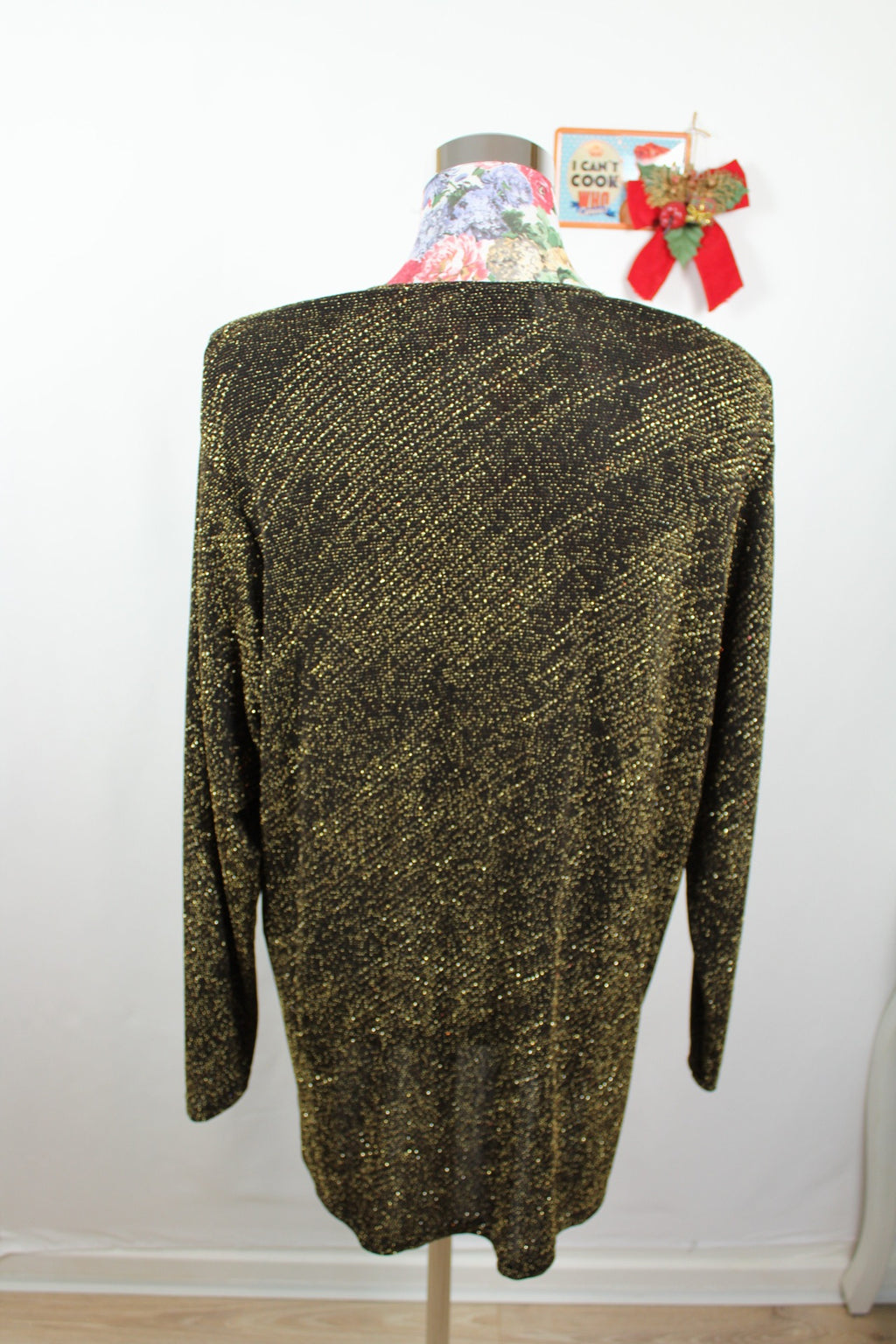 ✨Blouse noire vintage 90s Catwalk Paris - longue & pailletée dorée de soirée✨