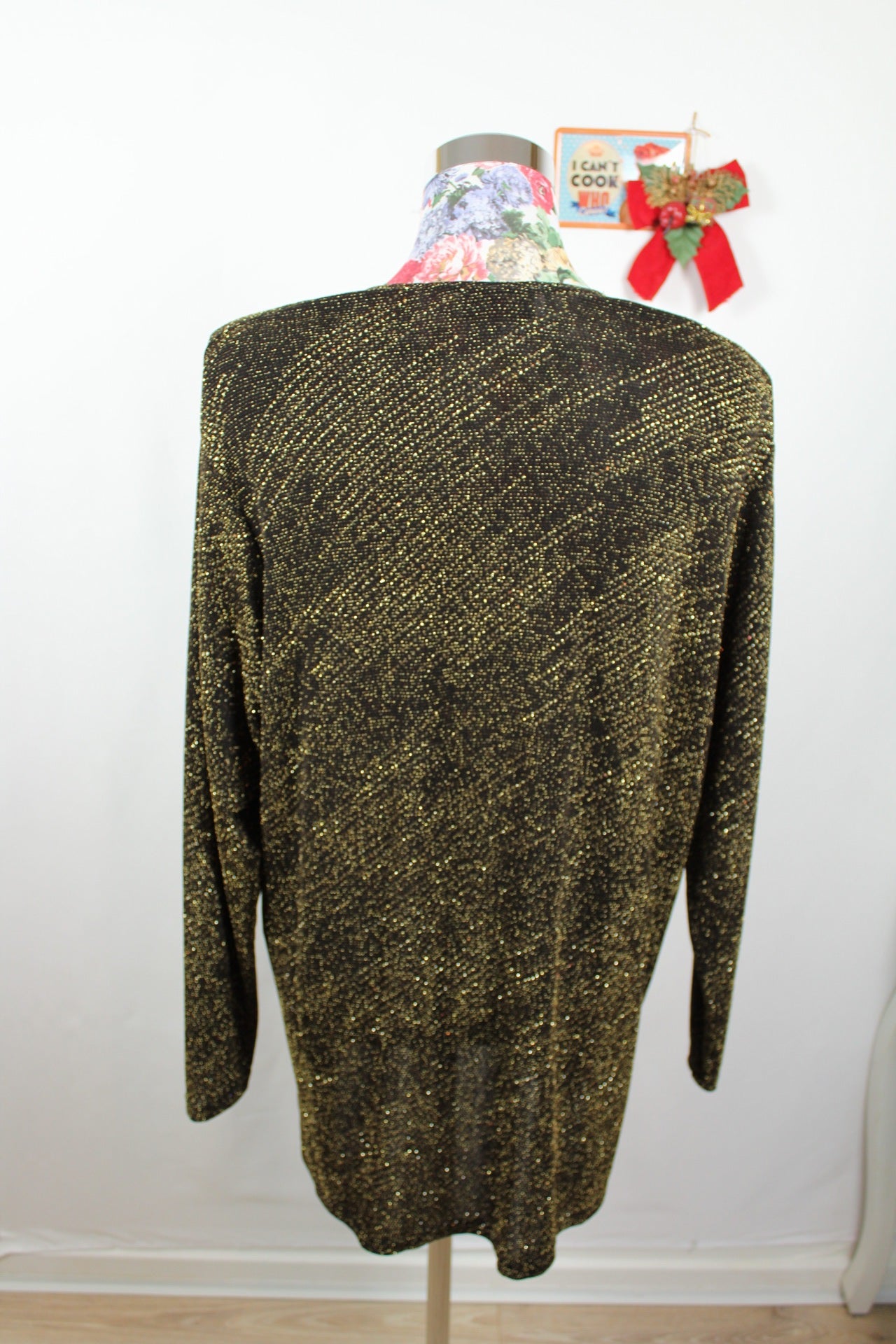 ✨Blouse noire vintage 90s Catwalk Paris - longue & pailletée dorée de soirée✨