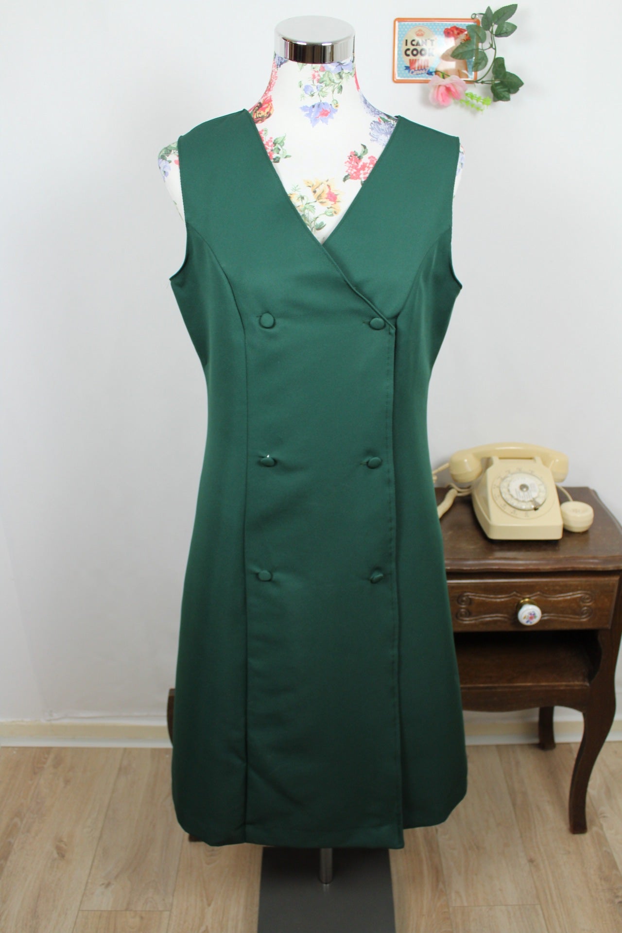 🌸🍒Robe vintage 90's vert sapin - coupe croisée - Taille 40🍒🌸