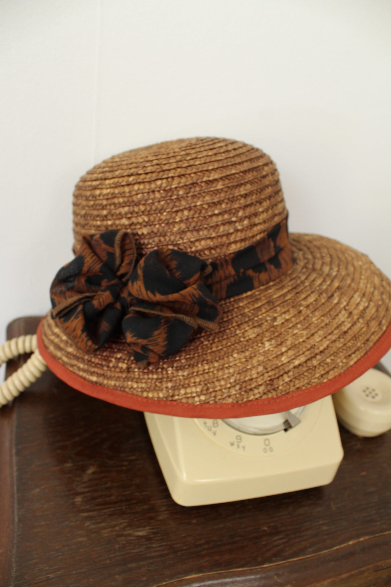 🌸🍒Chapeau vintage années 80/90 nœud style léopard - Taille 54🍒🌸