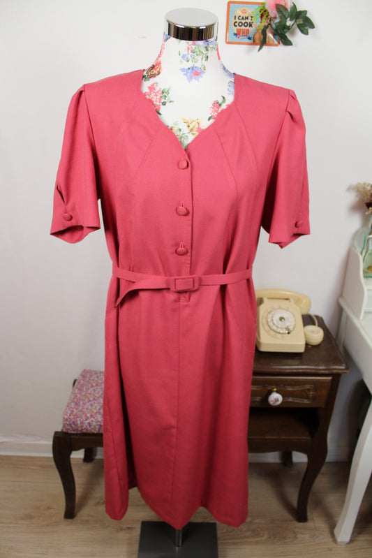 🌸🍒Robe vintage rose poudré 80's - coupe ceinturée - Taille 40🍒🌸