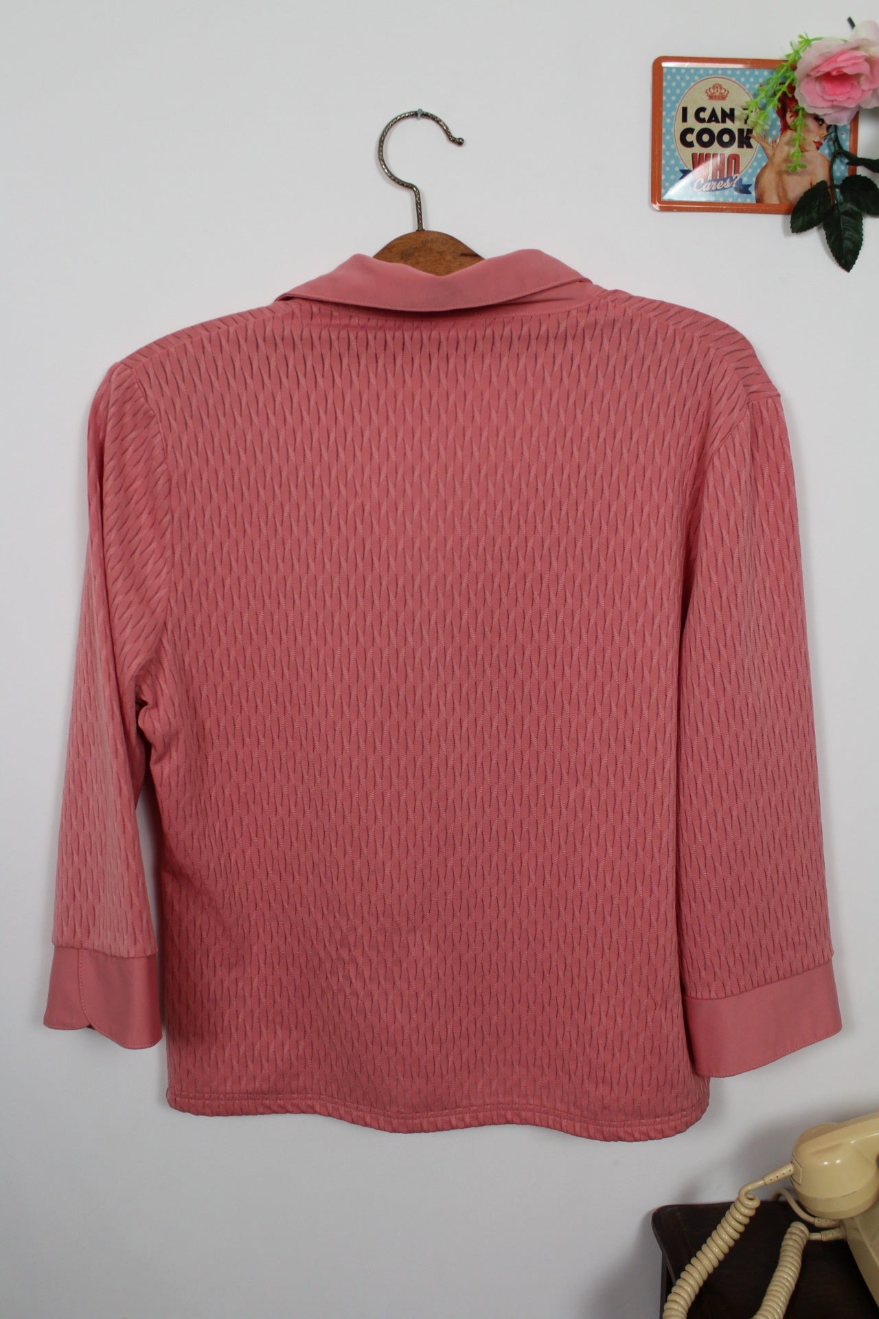 🍒🌸Blouse vintage 90's col chemisier - rose romantique texturé Damart - Taille 38/40🌸🍒