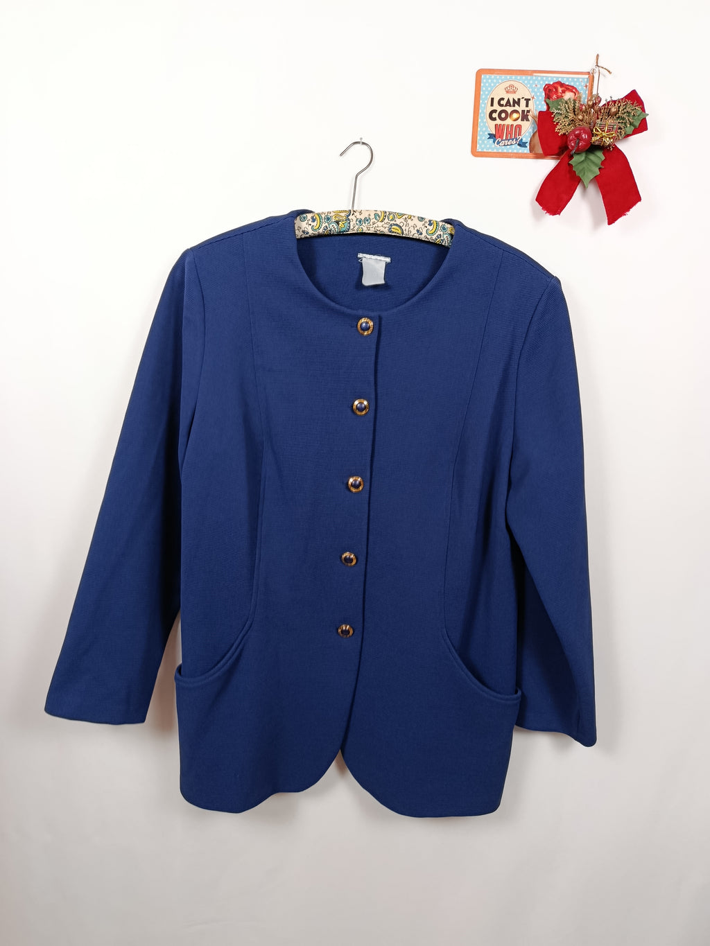 ✨Veste blazer vintage 80/90s - bleu roi à boutons bijoux chic✨