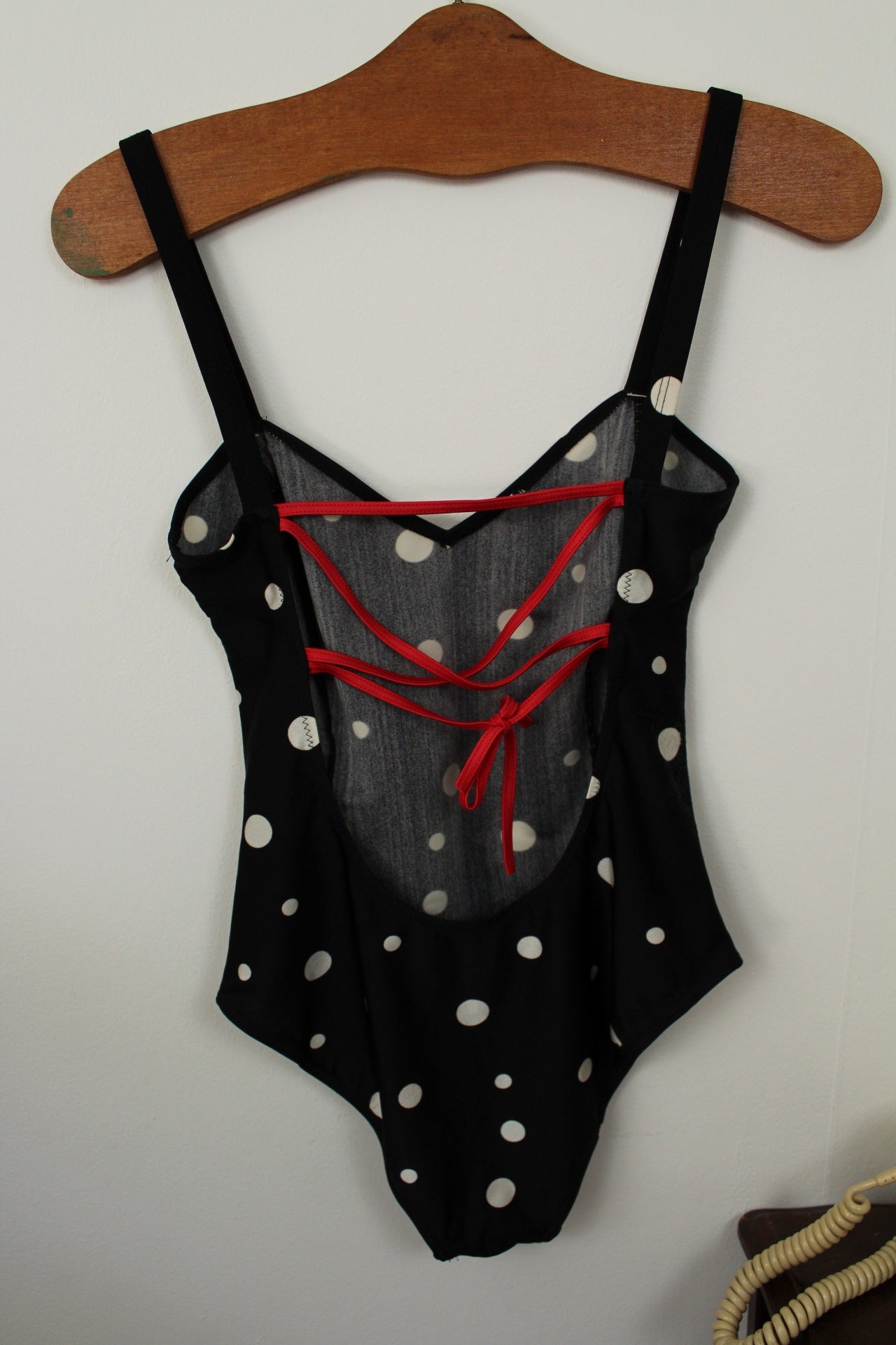 🌸🍒Maillot de bain vintage 80/90's pois & laçage style pin-up - Taille 38🍒🌸