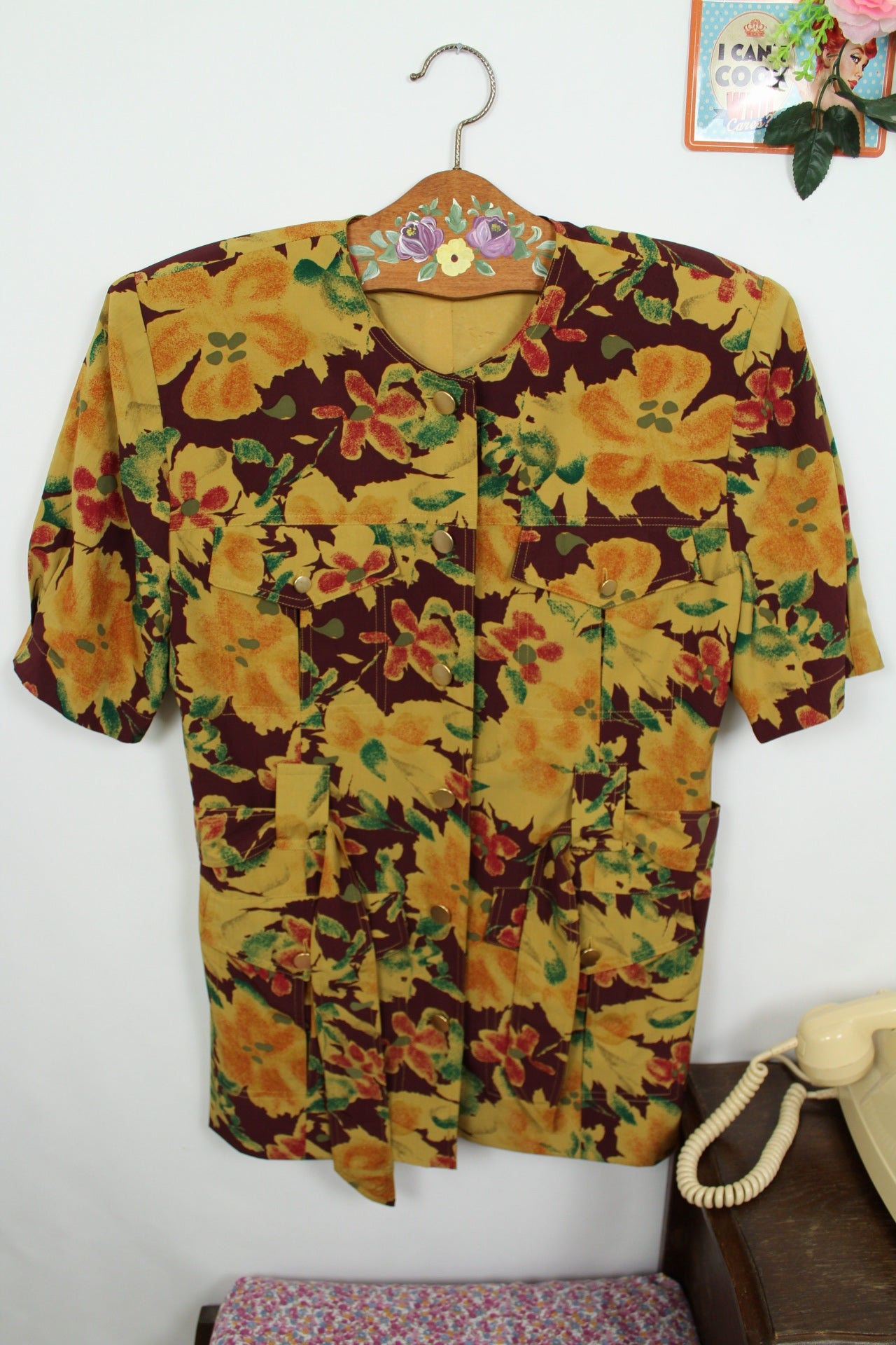 🍒🌸 Blouse veste vintage 80's - fleurs d'automne - Betty Barclay - Taille 40🌸🍒