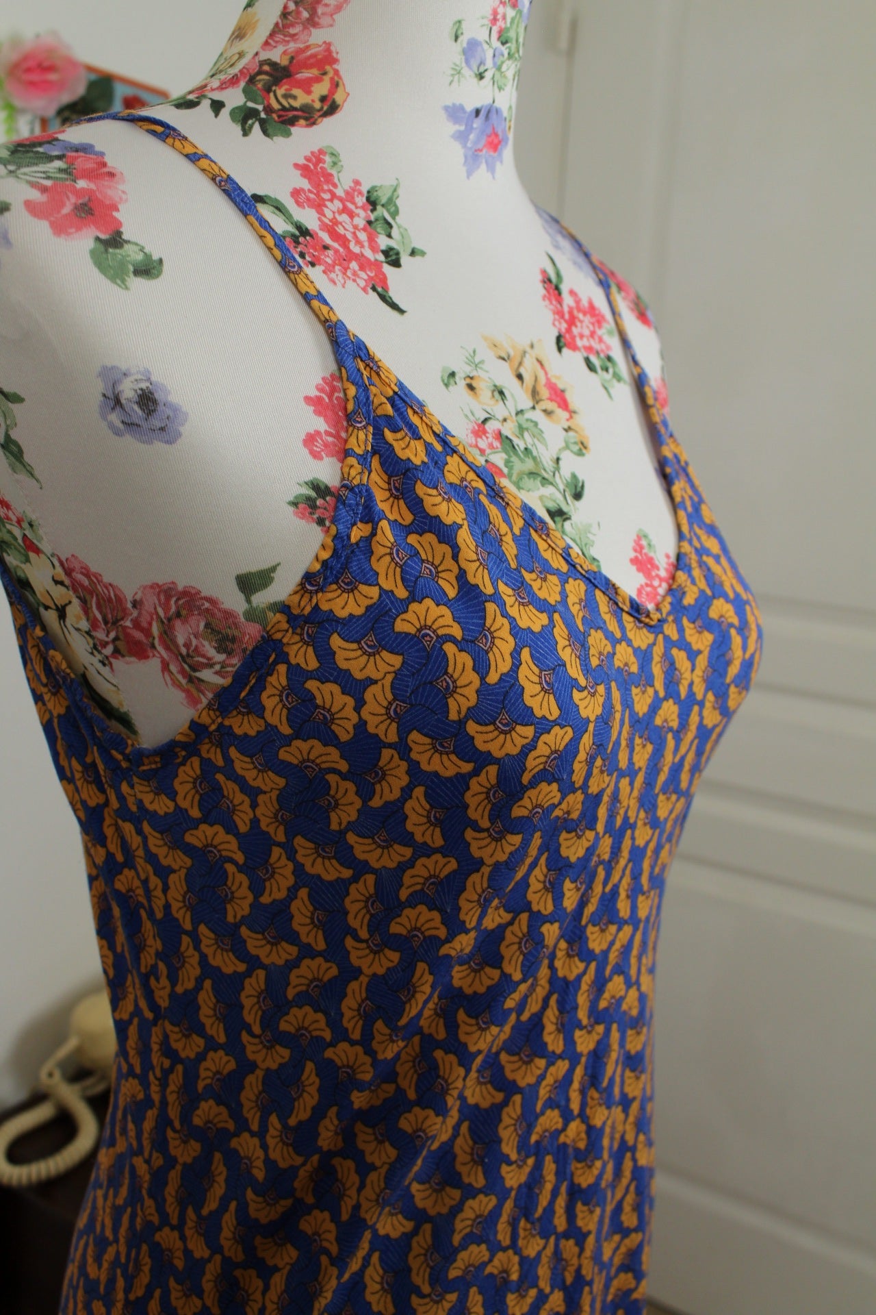 🌸🍒Robe vintage 90's summer vibes - petits éventails fleurs - Taille 38🍒🌸