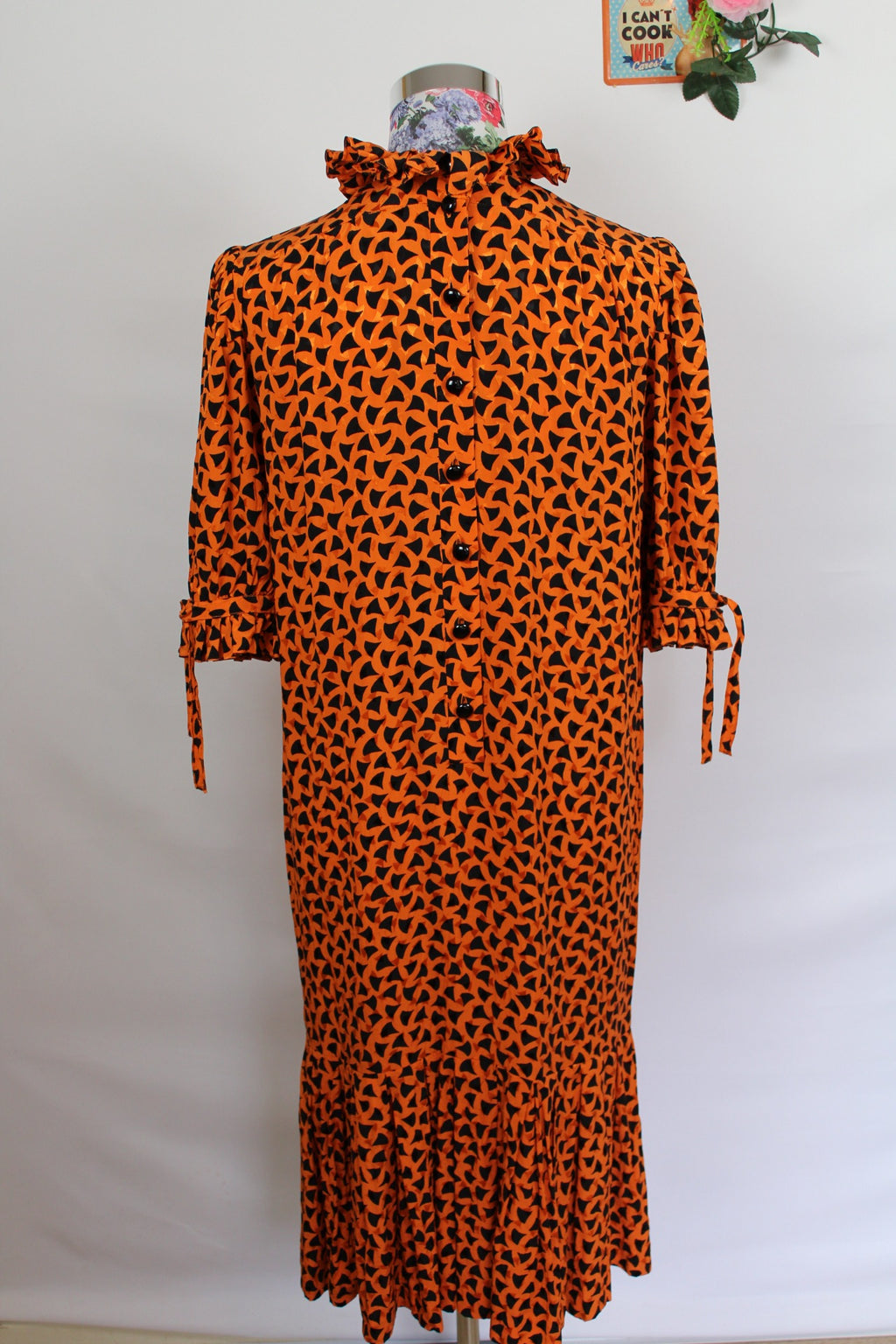 🌸Robe longue vintage 100% soie 70s - orange vif 🍒