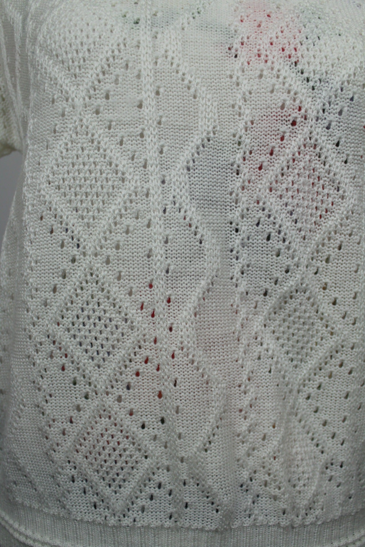 🌸🍒Pull blanc vintage 90's ajouré manches courtes - made in France - Taille 40/42🍒🌸