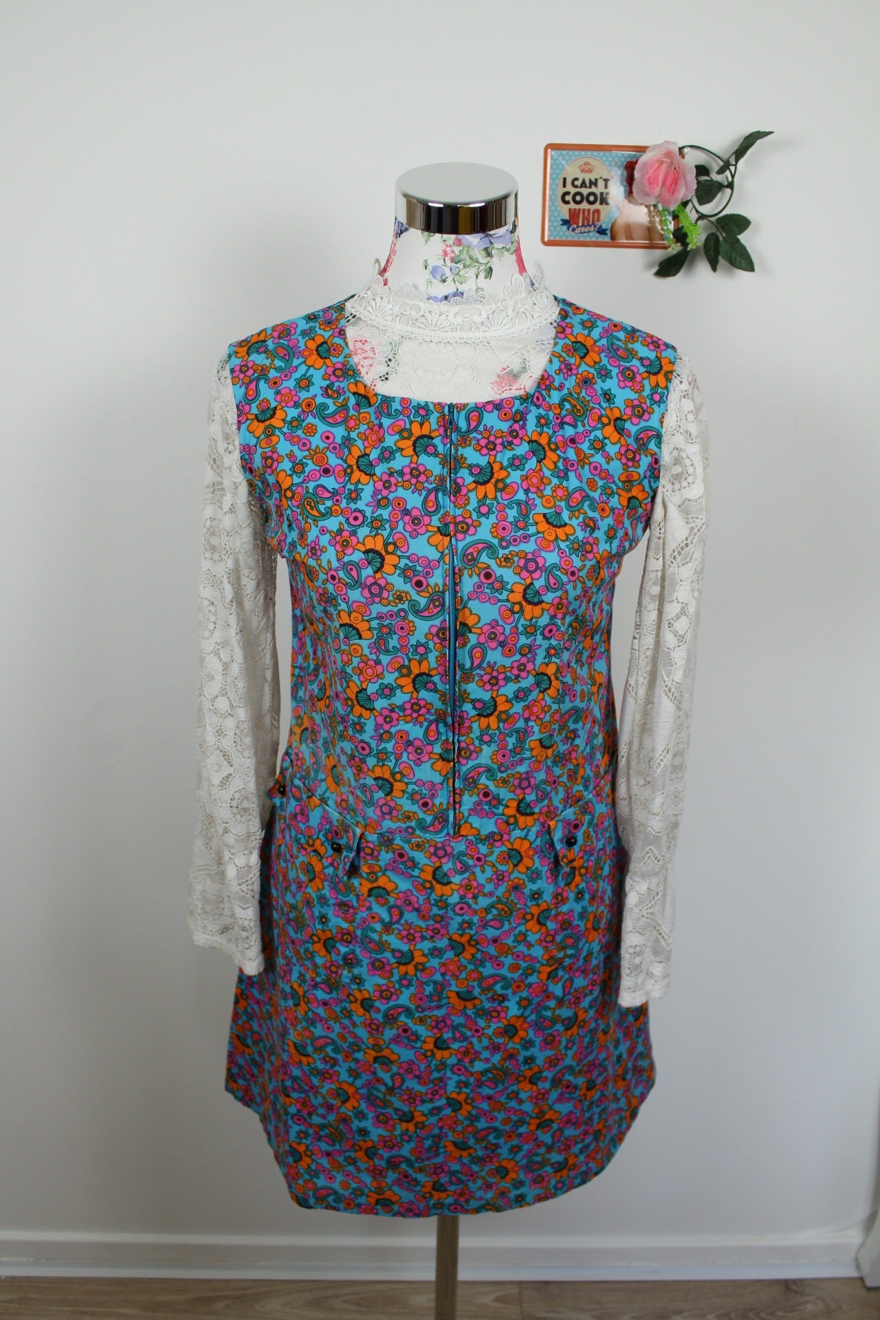 🌸Robe tablier fleurie vintage 70s - ultra colorée🍒