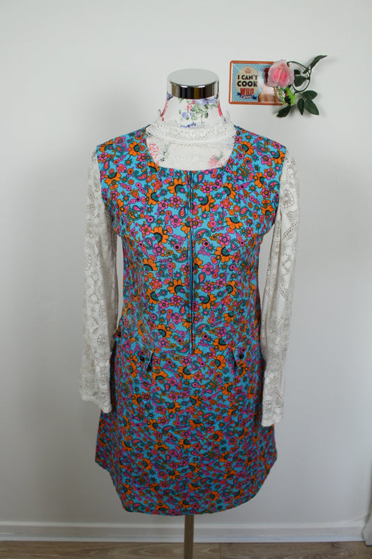 🌸Robe tablier fleurie vintage 70s - ultra colorée🍒