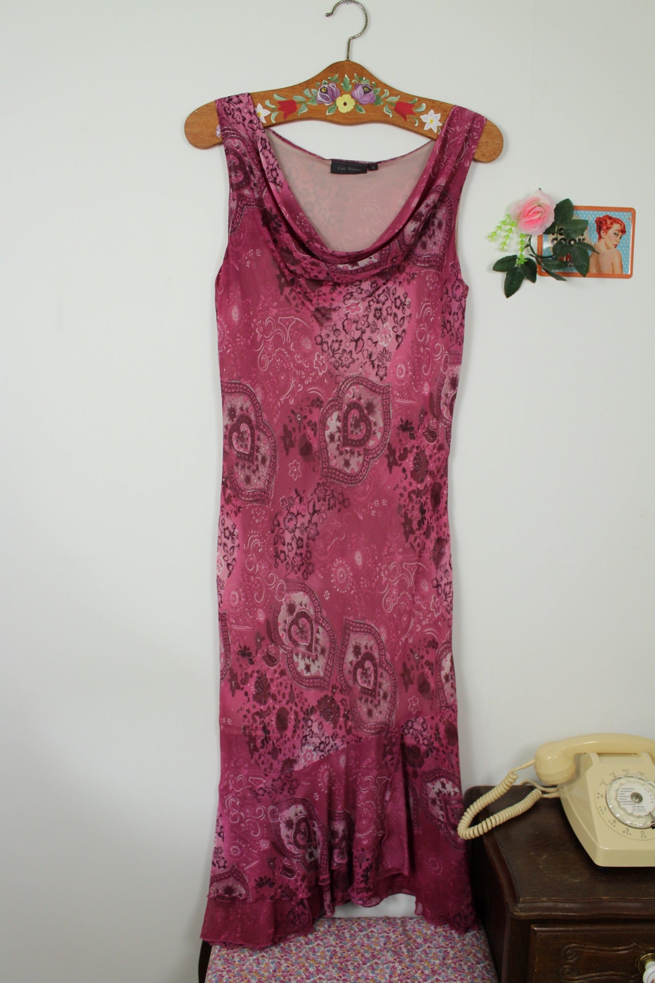 🌸🍒Robe longue vintage 90's violet romantique esprit bohème - Taille 38🍒🌸