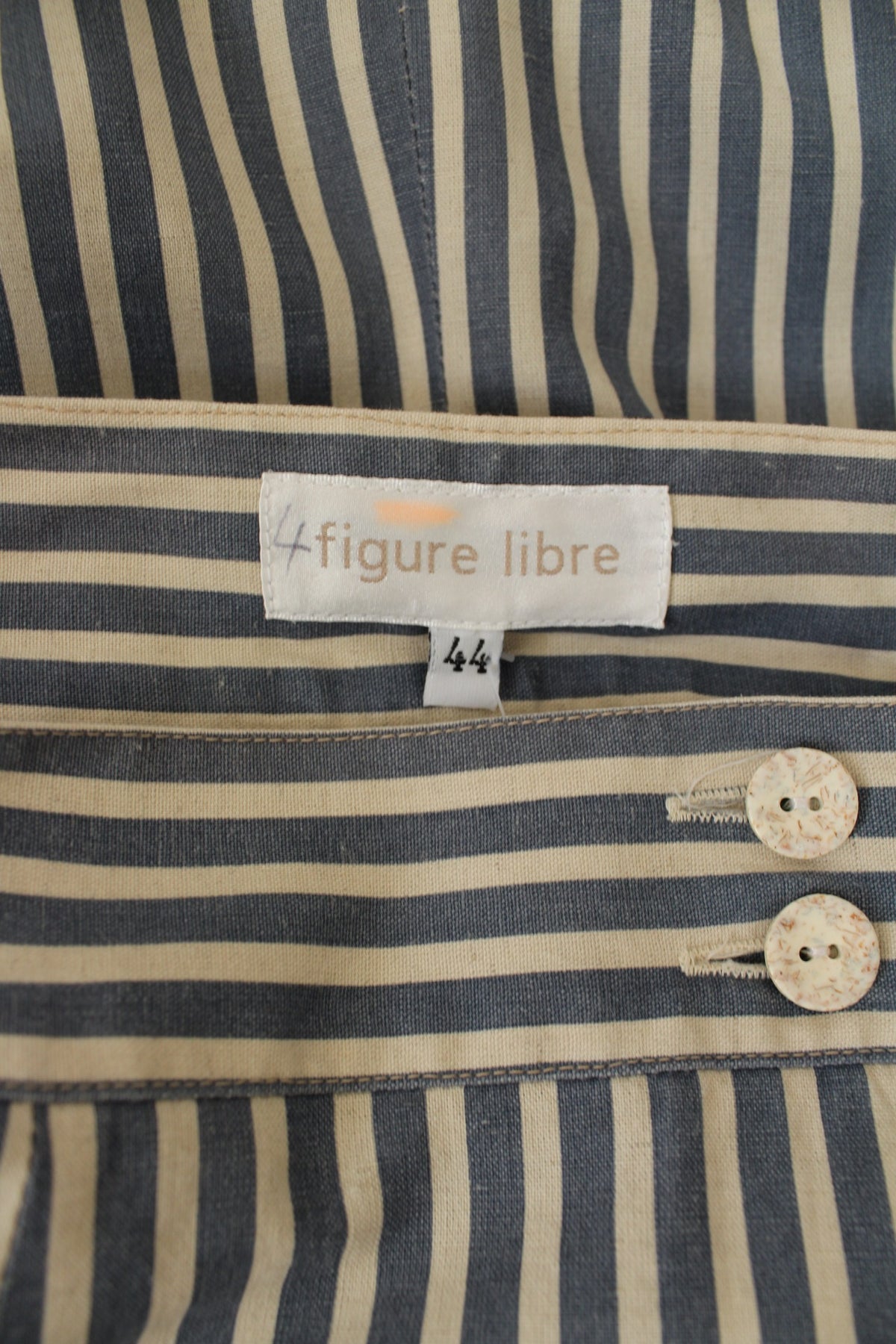 Jupe midi Navy vintage années 90 esprit marin à rayures en lin - Taille 42