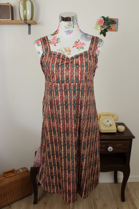 🌸🍒Robe vintage années 60/70 coupe trapèze - formes géométriques psychédéliques - Taille 38/40🍒🌸