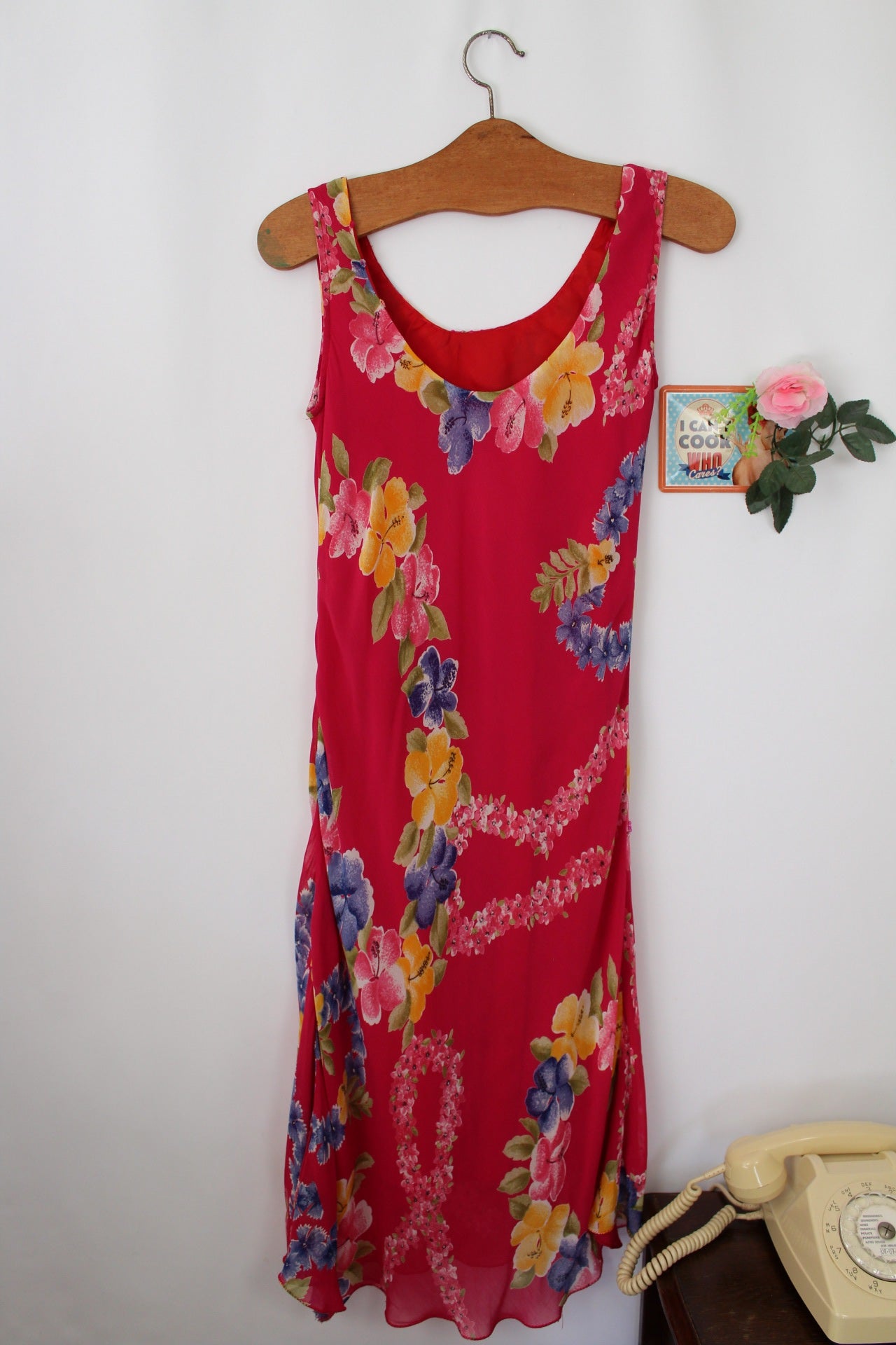 🌸🍒Robe vintage 90's inspirations fleurs tropicales et rose pep's - Taille 36/38🍒🌸