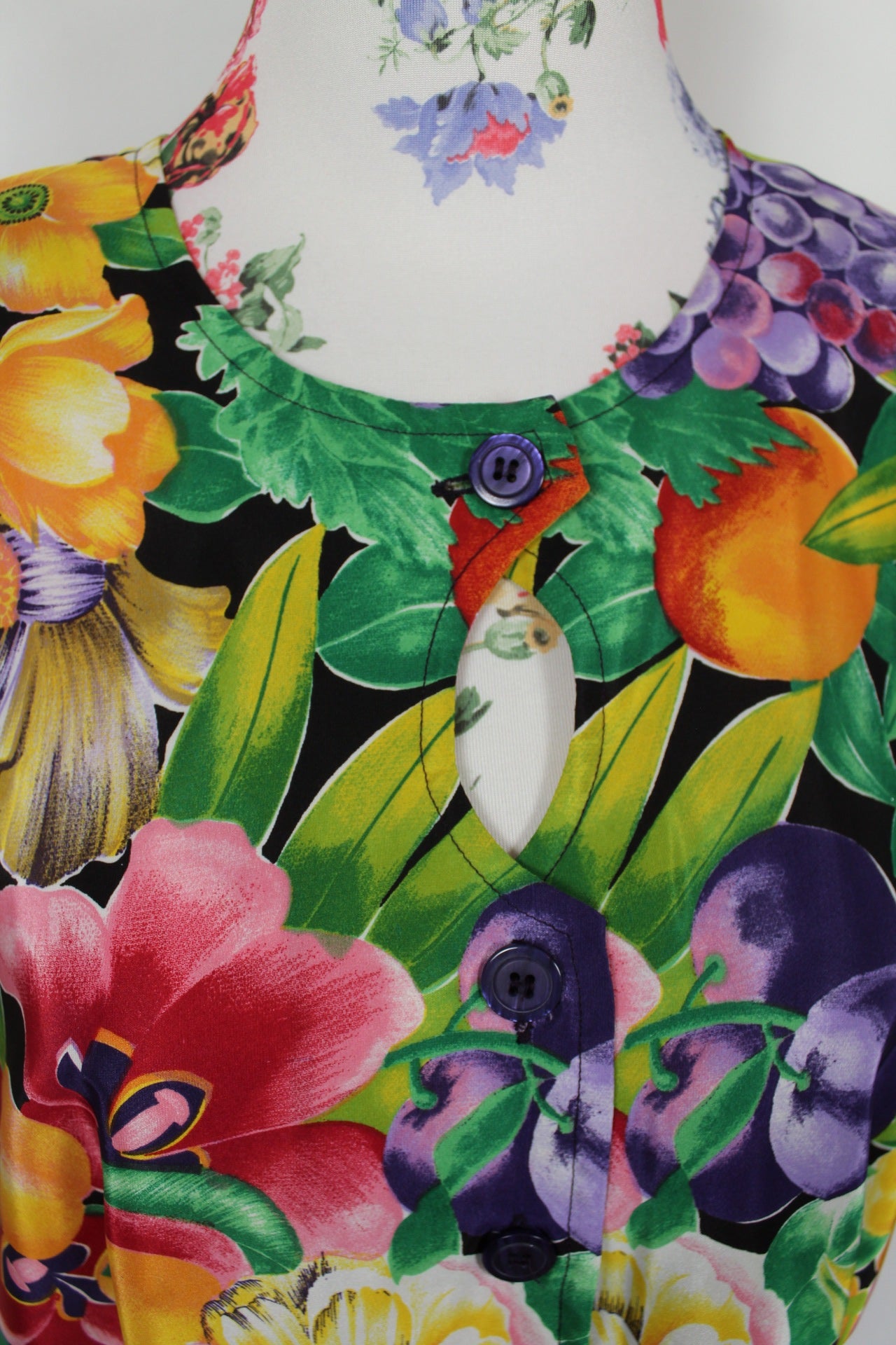 🌸Blouse vintage Christine Laure 90s color pop - fleurs & fruits