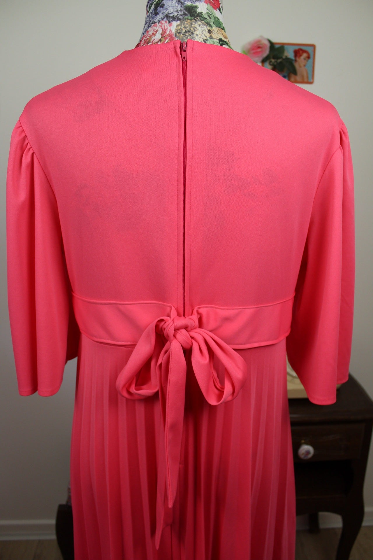 🌸🍒Robe longue vintage 70/80's rose pep's coupe empire - Taille 40🍒🌸