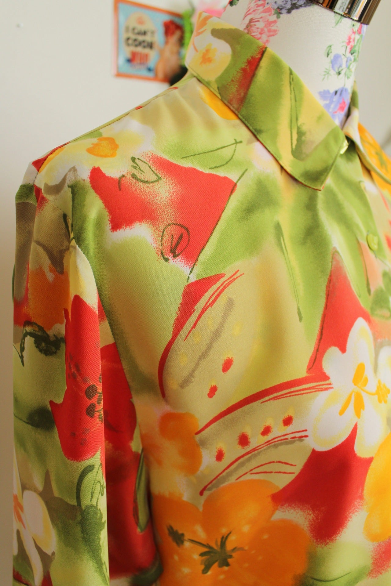 🌸Chemise vintage 90's ultra colorée Mikava - fleurs en aquarelle🍒