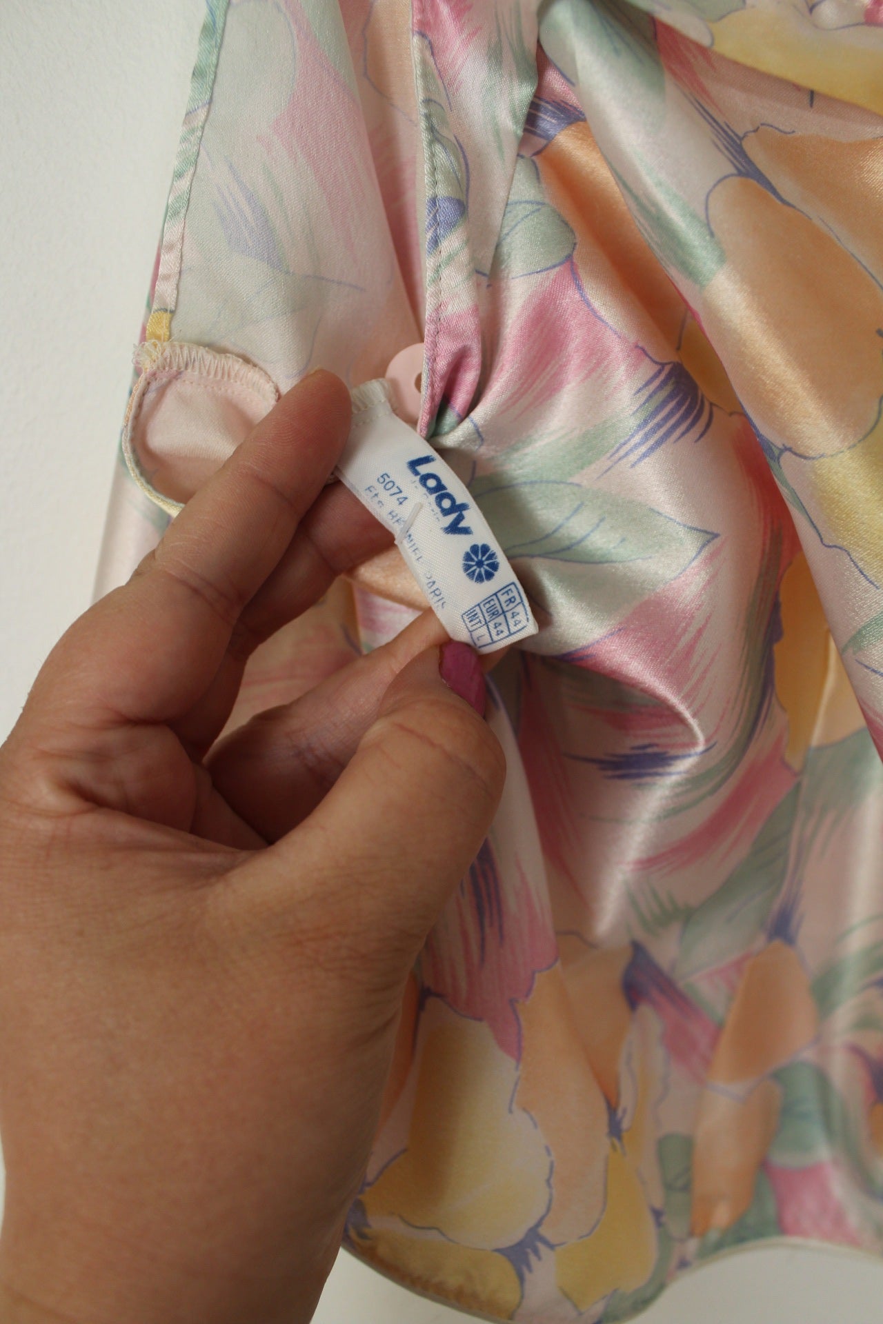 🌸🍒Top court vintage 90's bustier en satin & fleurs en aquarelle pastel - Taille 38🍒🌸