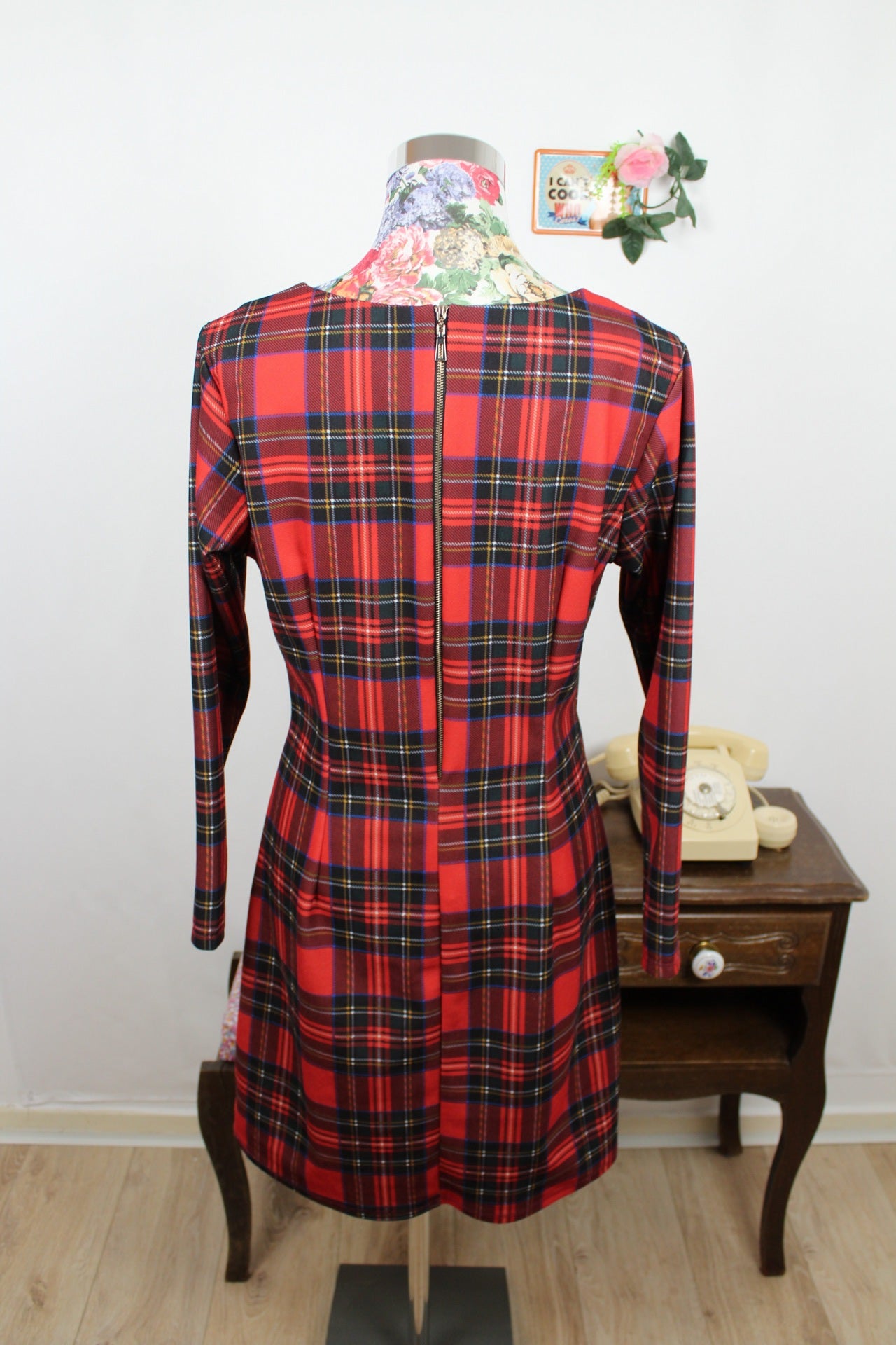 🌸🍒Robe vintage 90's tartan rouge Actuelle - Taille 38/40🍒🌸