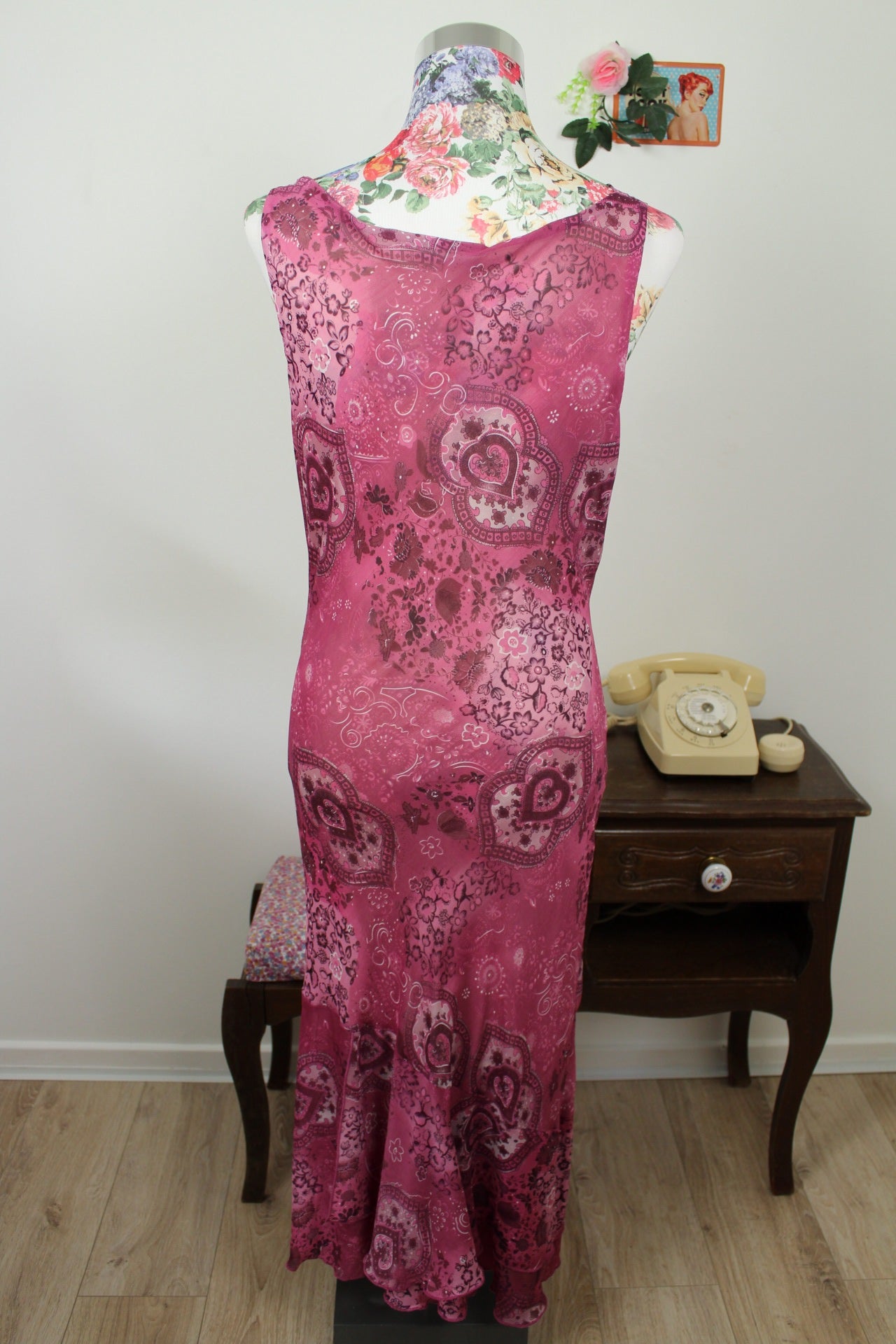 🌸🍒Robe longue vintage 90's violet romantique esprit bohème - Taille 38🍒🌸