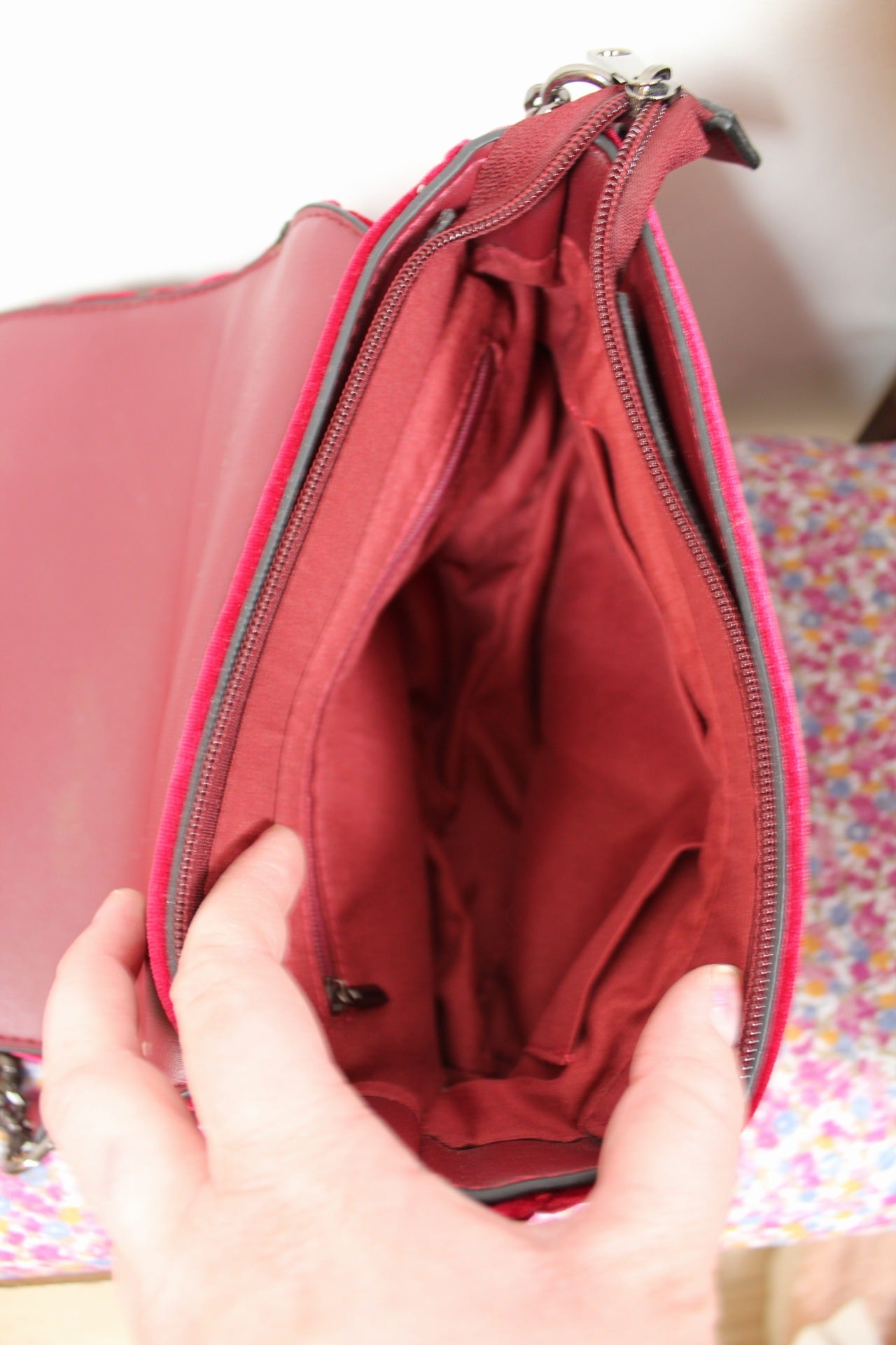 🎄Sac de soirée velours framboise - perles & strass🎄