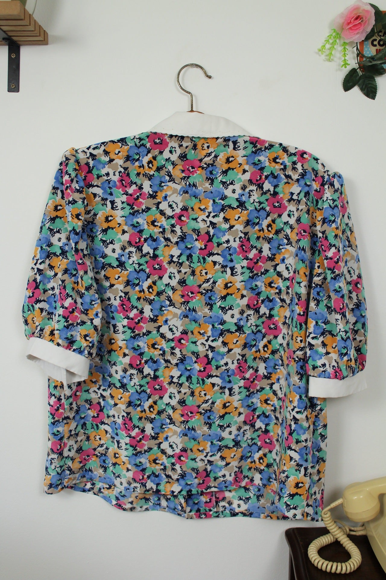 🍒🌸Chemisier vintage fleuri 70's à manches bouffantes - Maison du Jersey - Taille 42/44🌸🍒