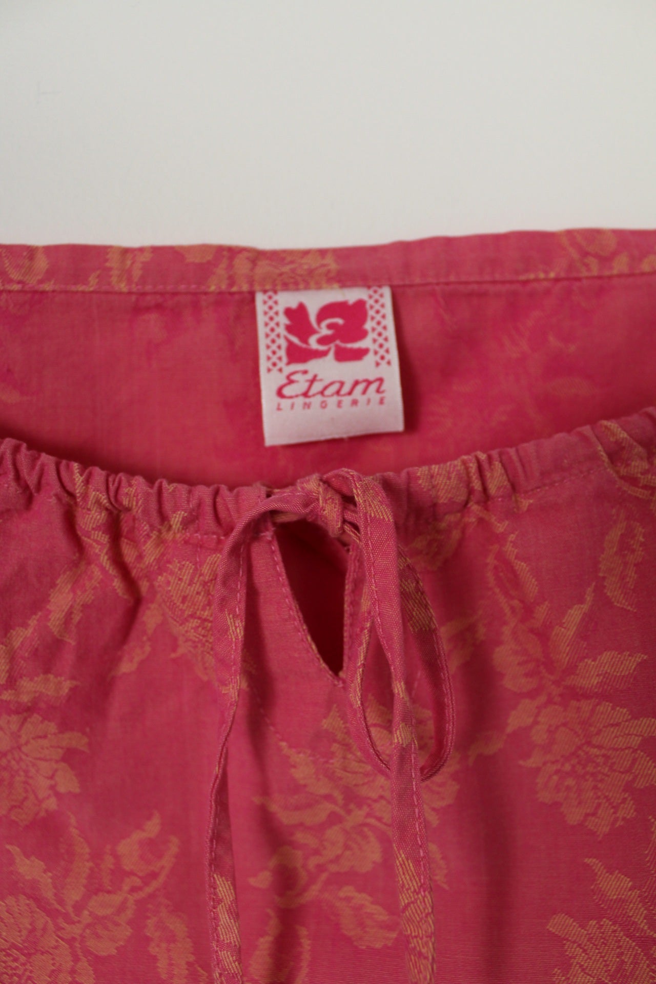 🌸🍒Robe vintage 90's Etam rose bonbon & fleurs en relief - 100% coton - Taille 38🍒🌸